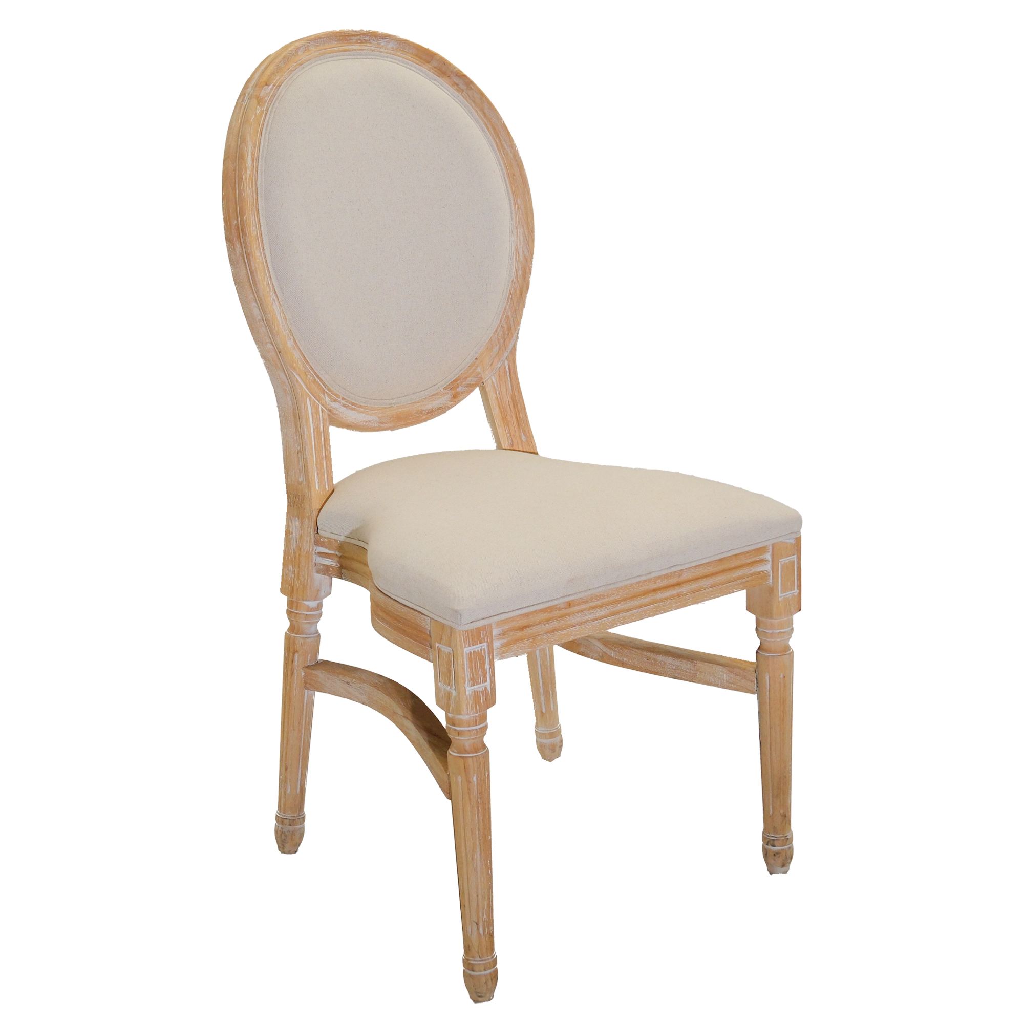 Louis Chair w/ Light Fabric Back & Padded Seat