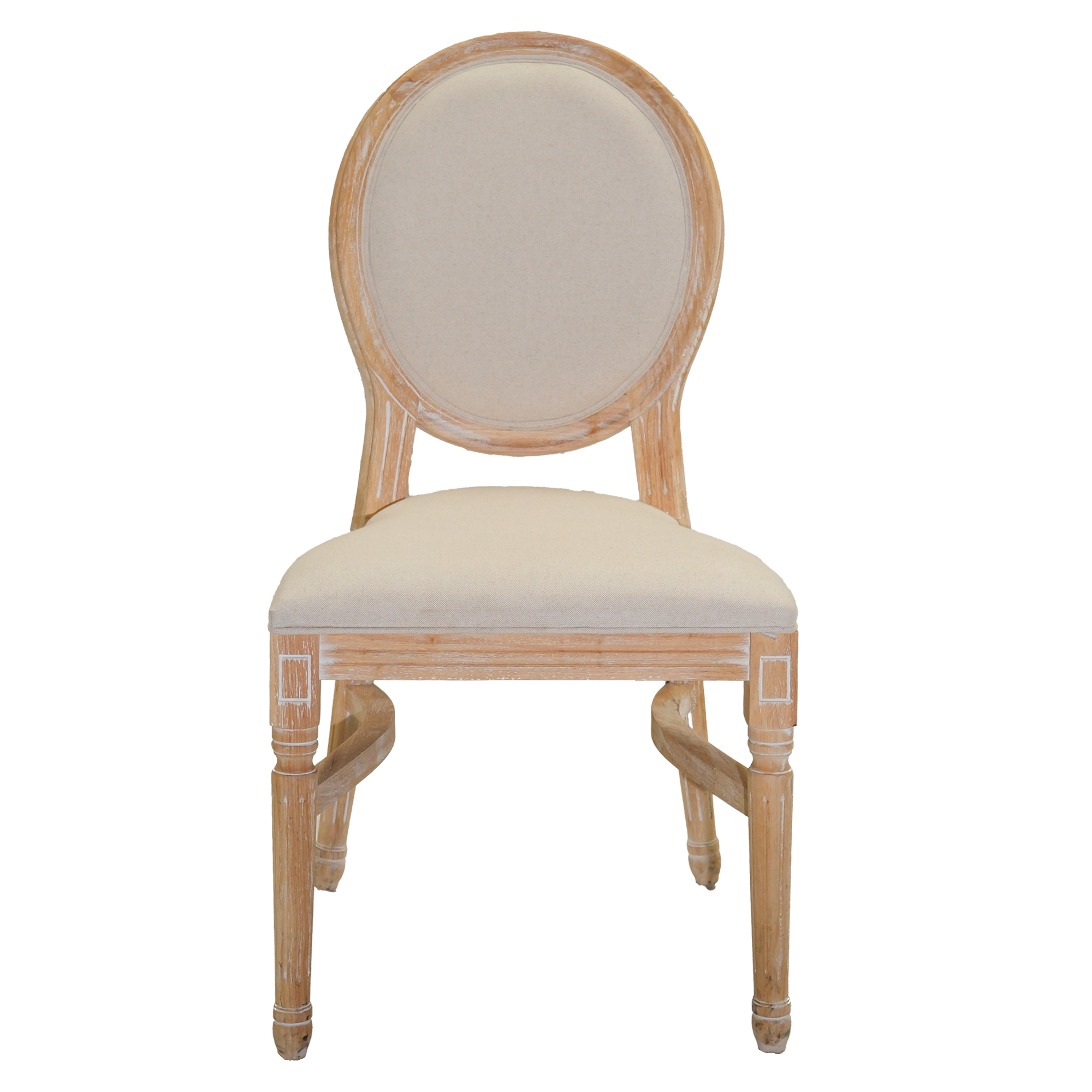 Louis Chair w/ Light Fabric Back & Padded Seat