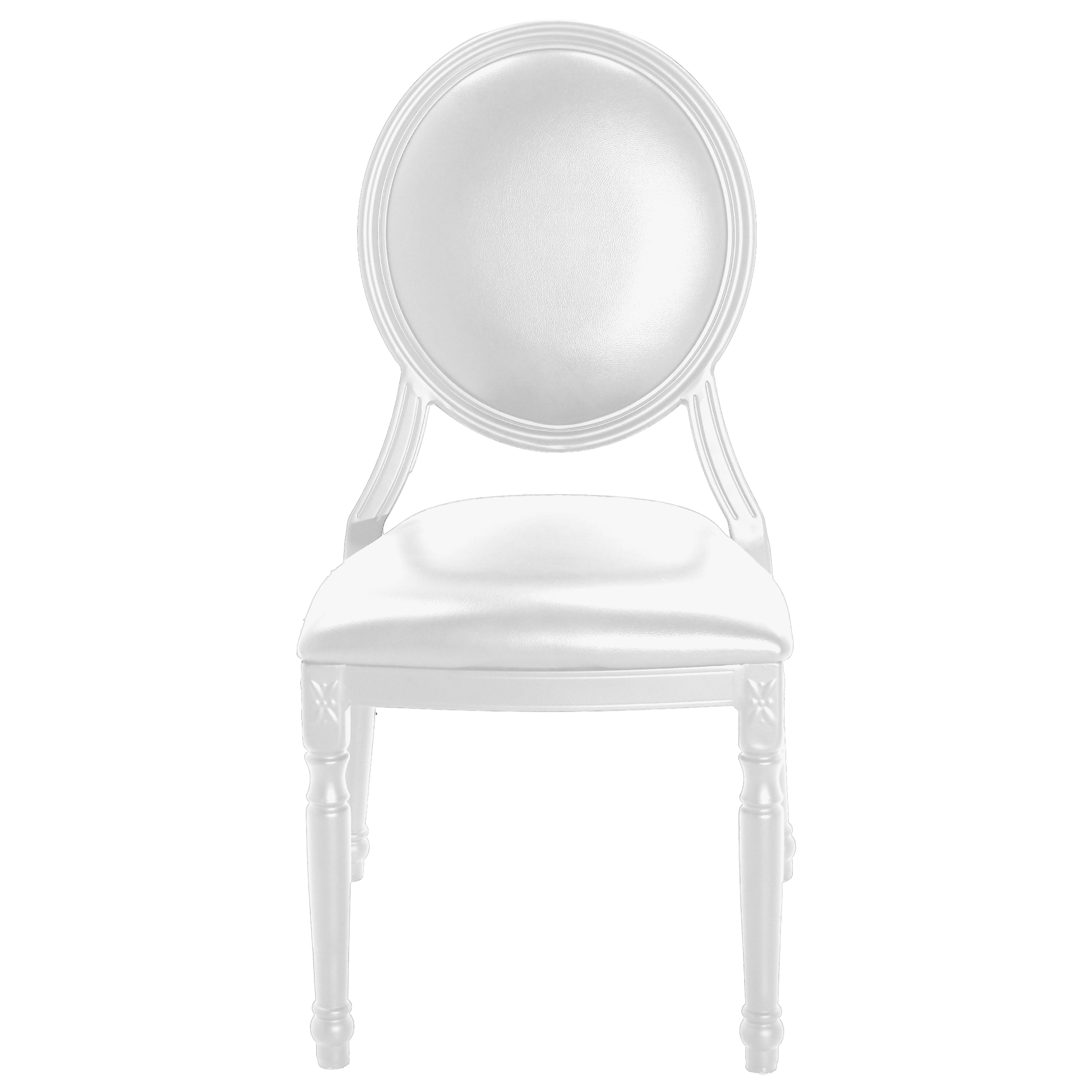White Leather Oval Back Metal Chair