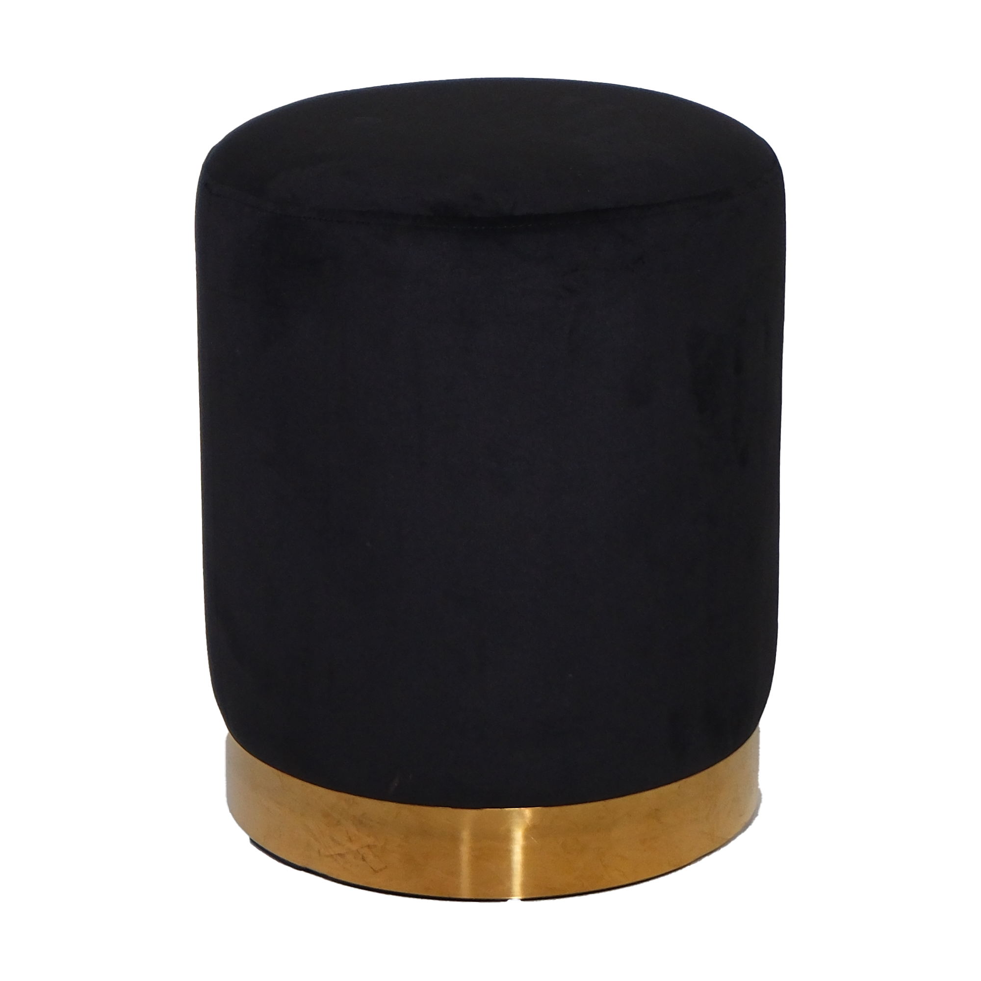 Black Velvet Ottoman w/ Gold Base