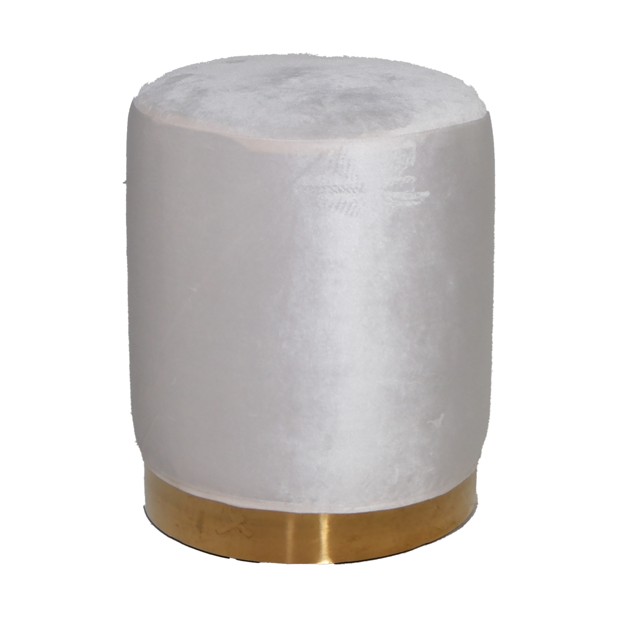 Off White Velvet Ottoman w/ Gold Base