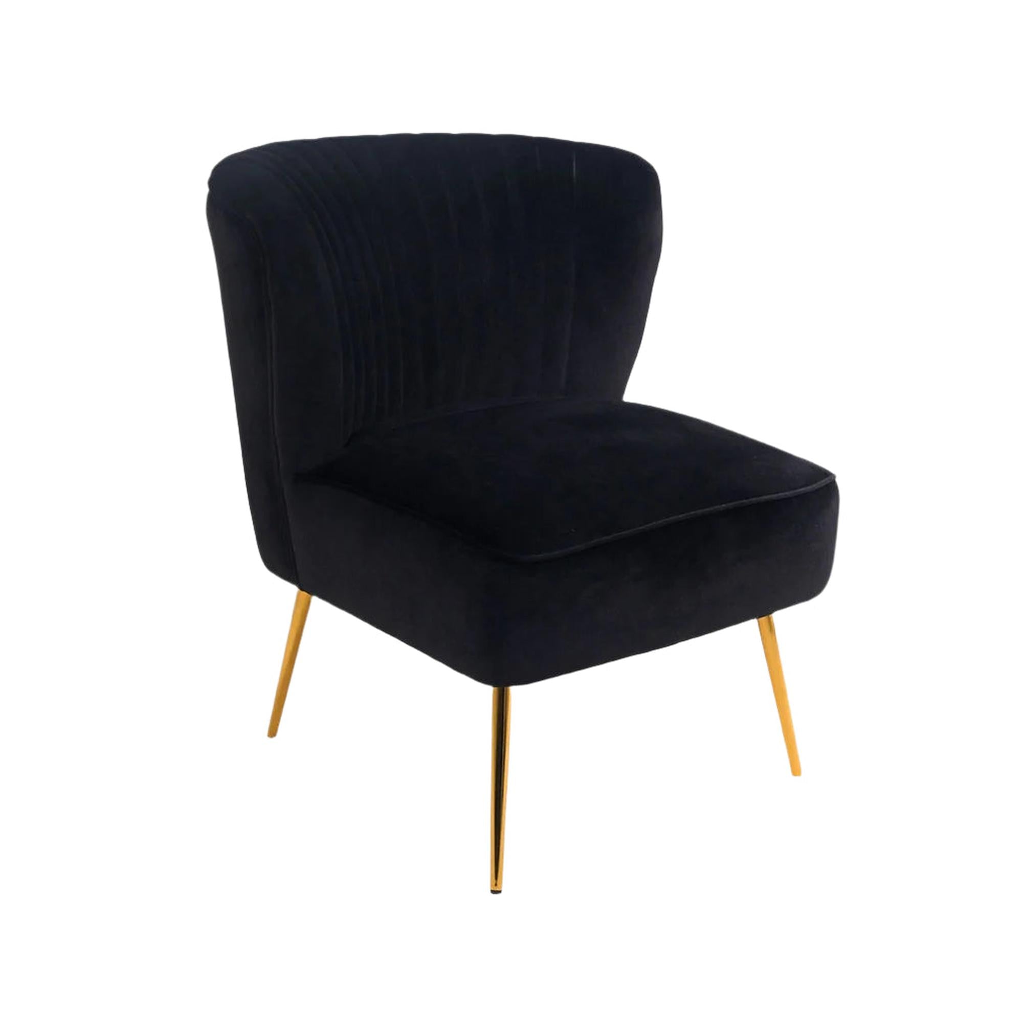 Black Accent Chair w/ Gold Metal Legs
