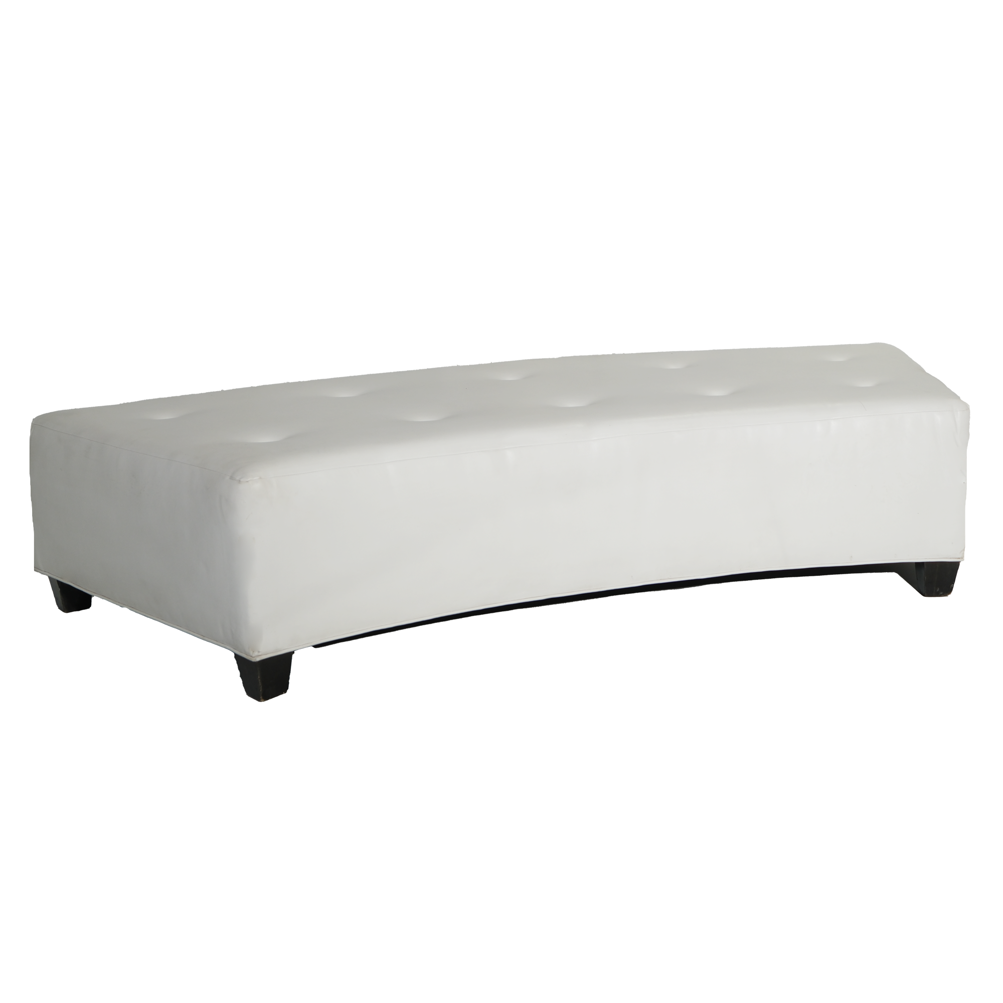 36″ Serpentine White Leather Ottoman
