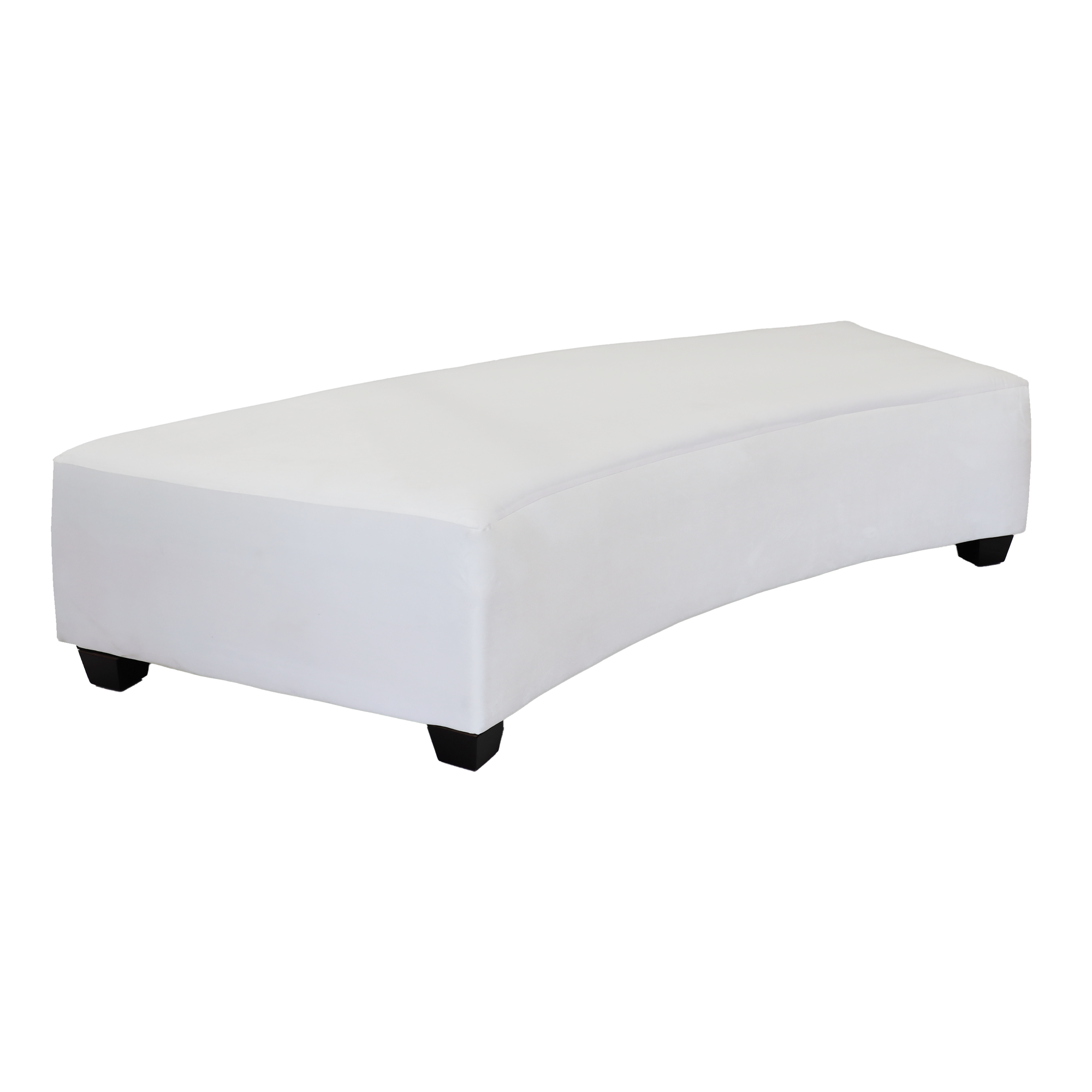 36″ Serpentine White Velvet Ottoman