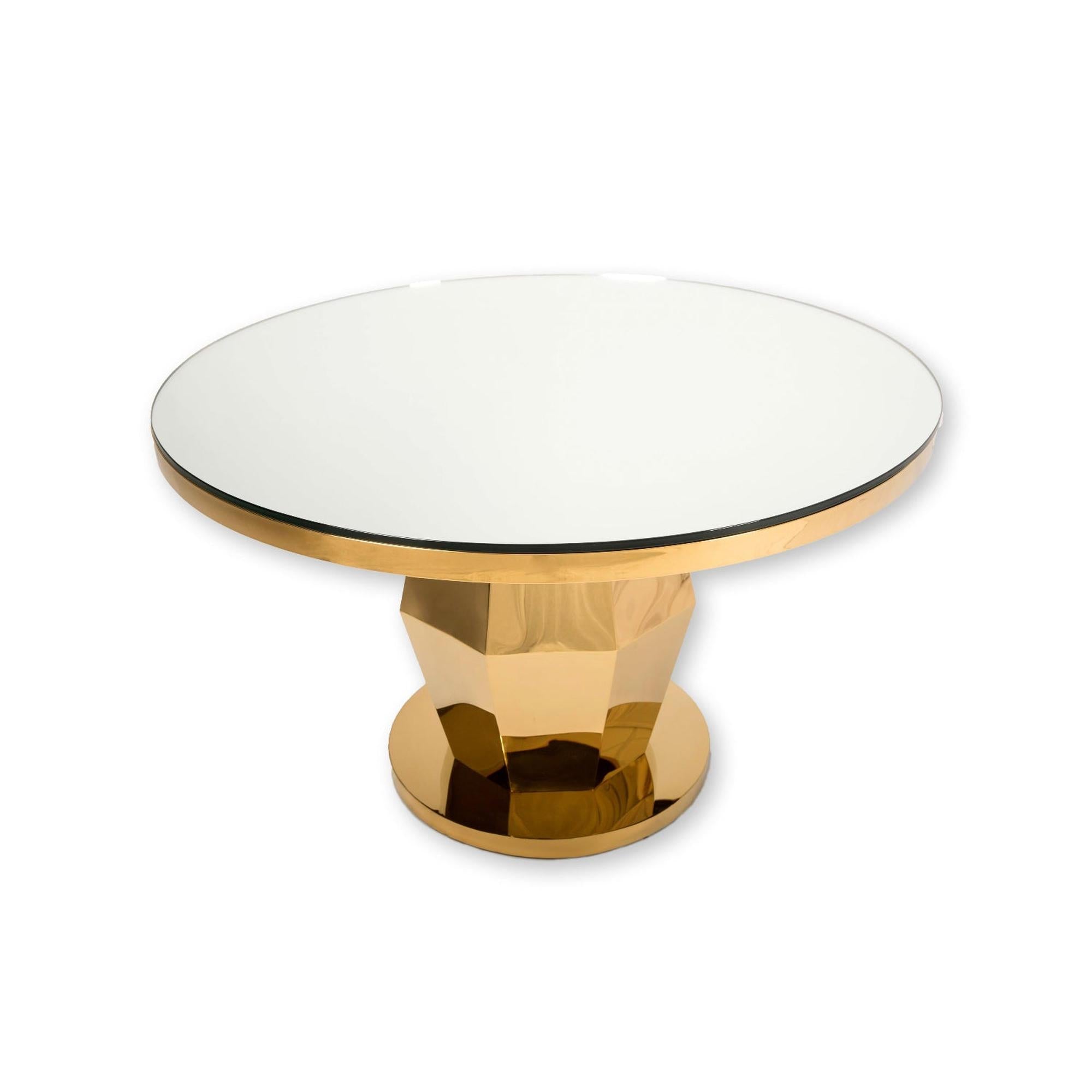 48″ Mirror Top w/ Gold Pyramid Base