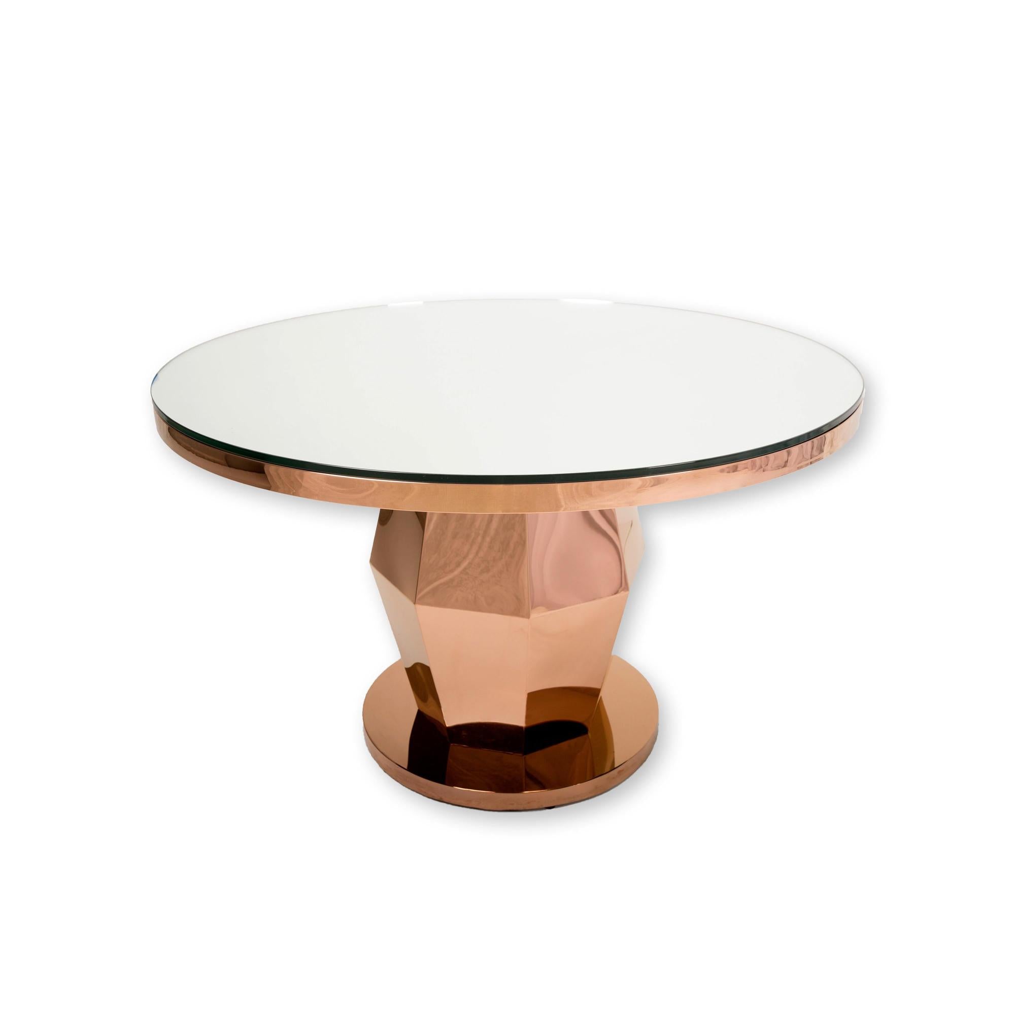 48″ Mirror Top w/ Rose Gold Pyramid Base
