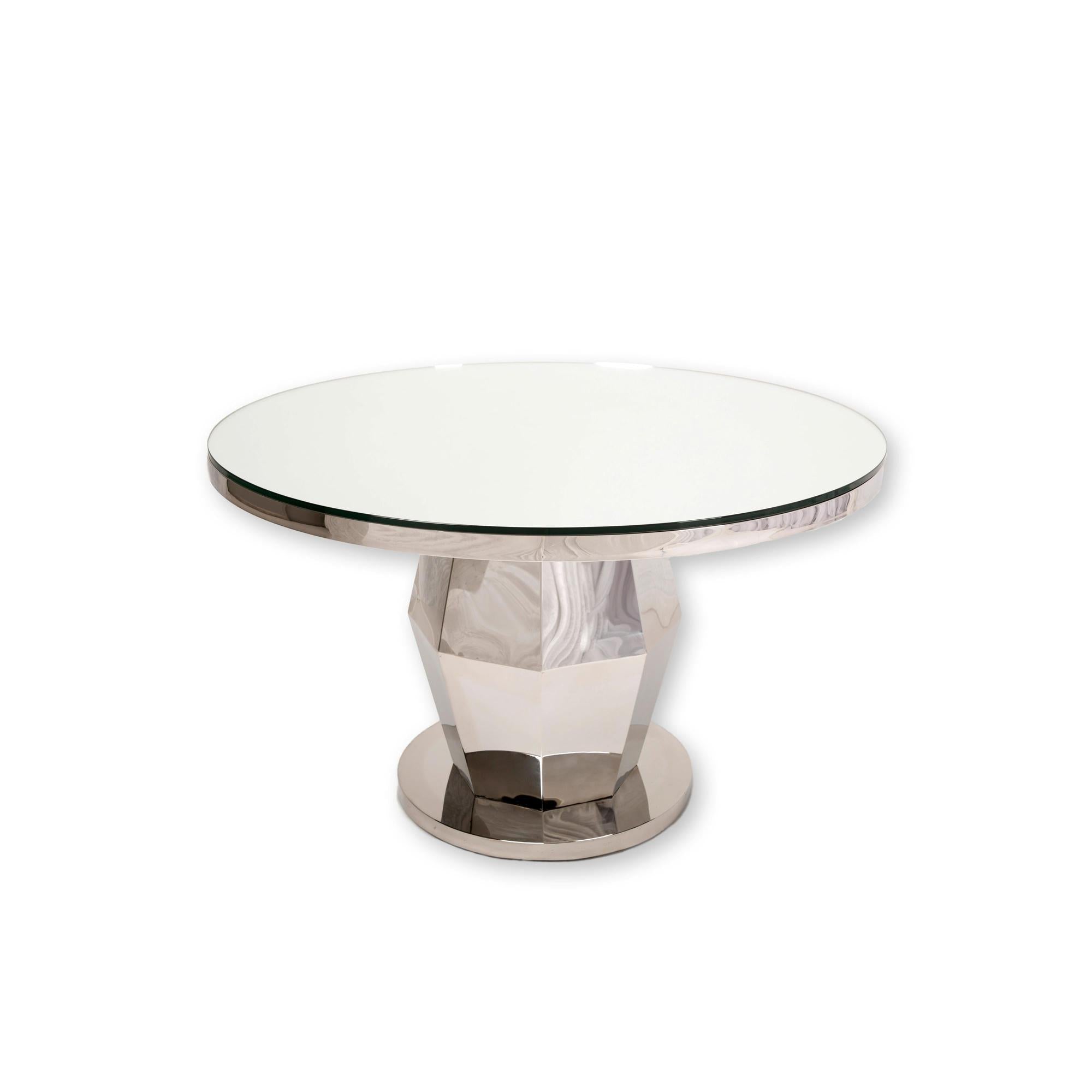 48″ Mirror Top w/Silver Pyramid Base