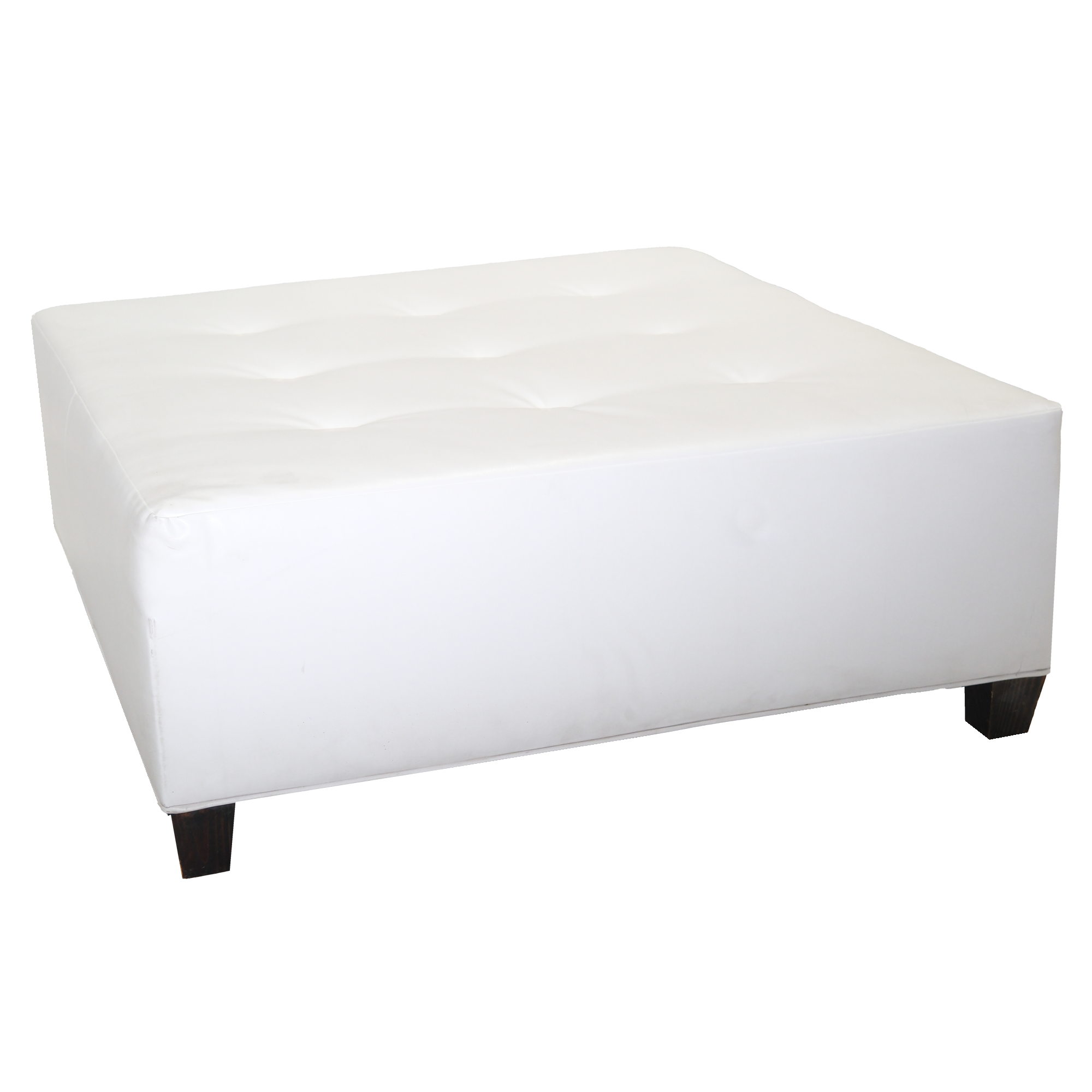48″ Square White Leather Ottoman
