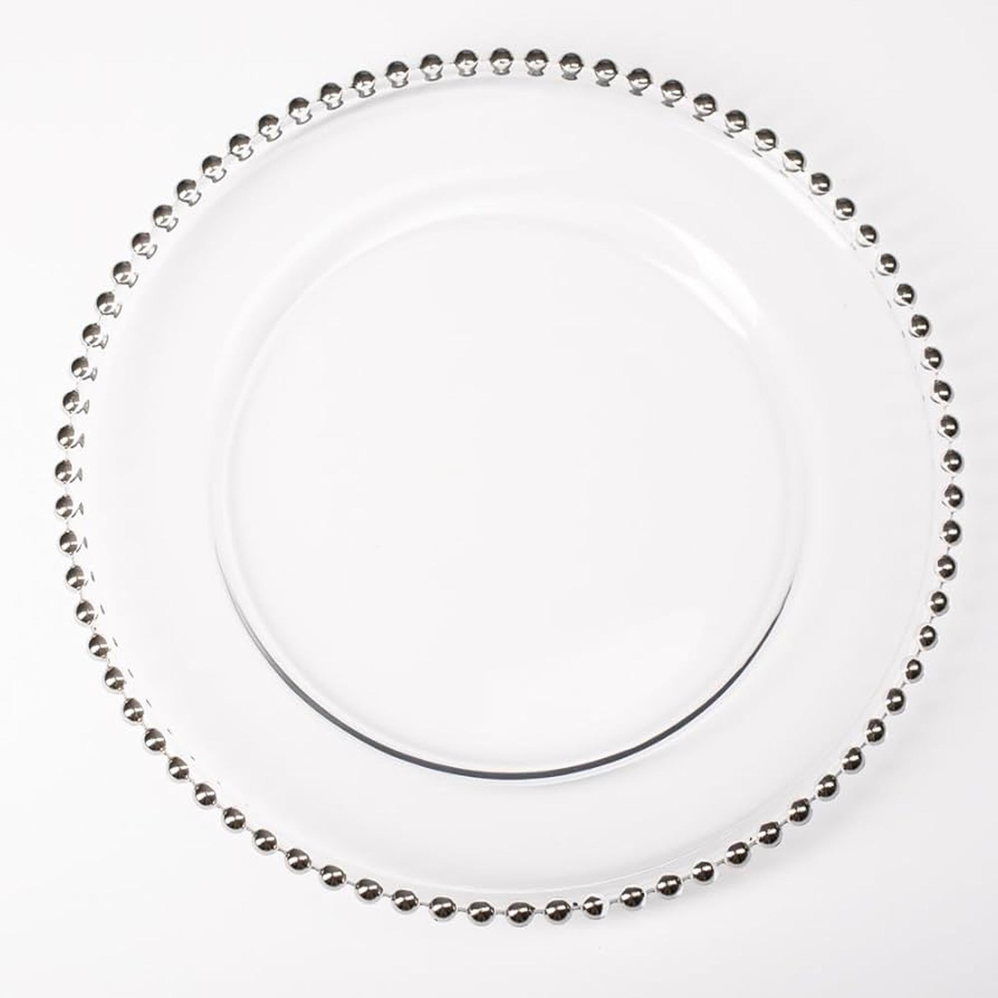Silver Beaded Glass Charger Plate