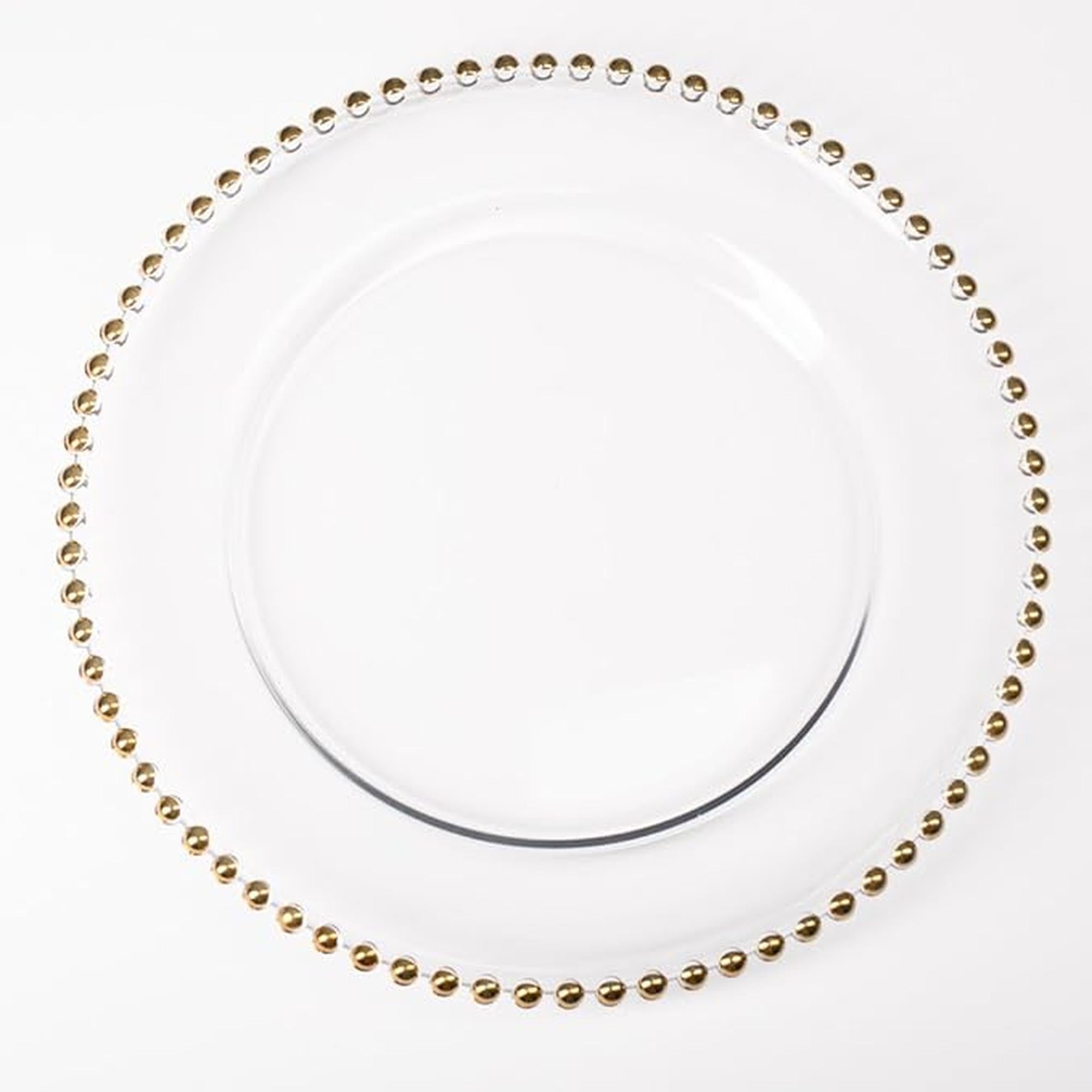 Gold Beaded Glass Charger Plate