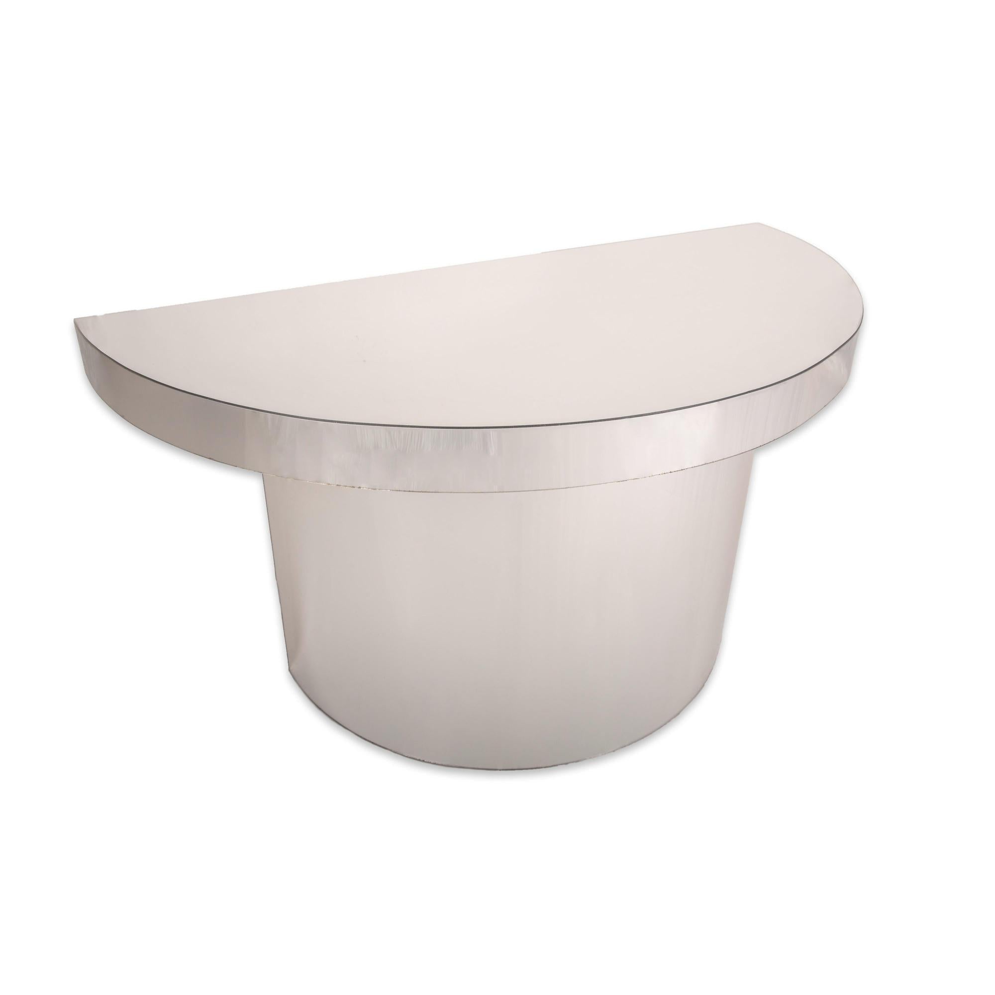 60″ Half Moon Silver Plexiglass Table