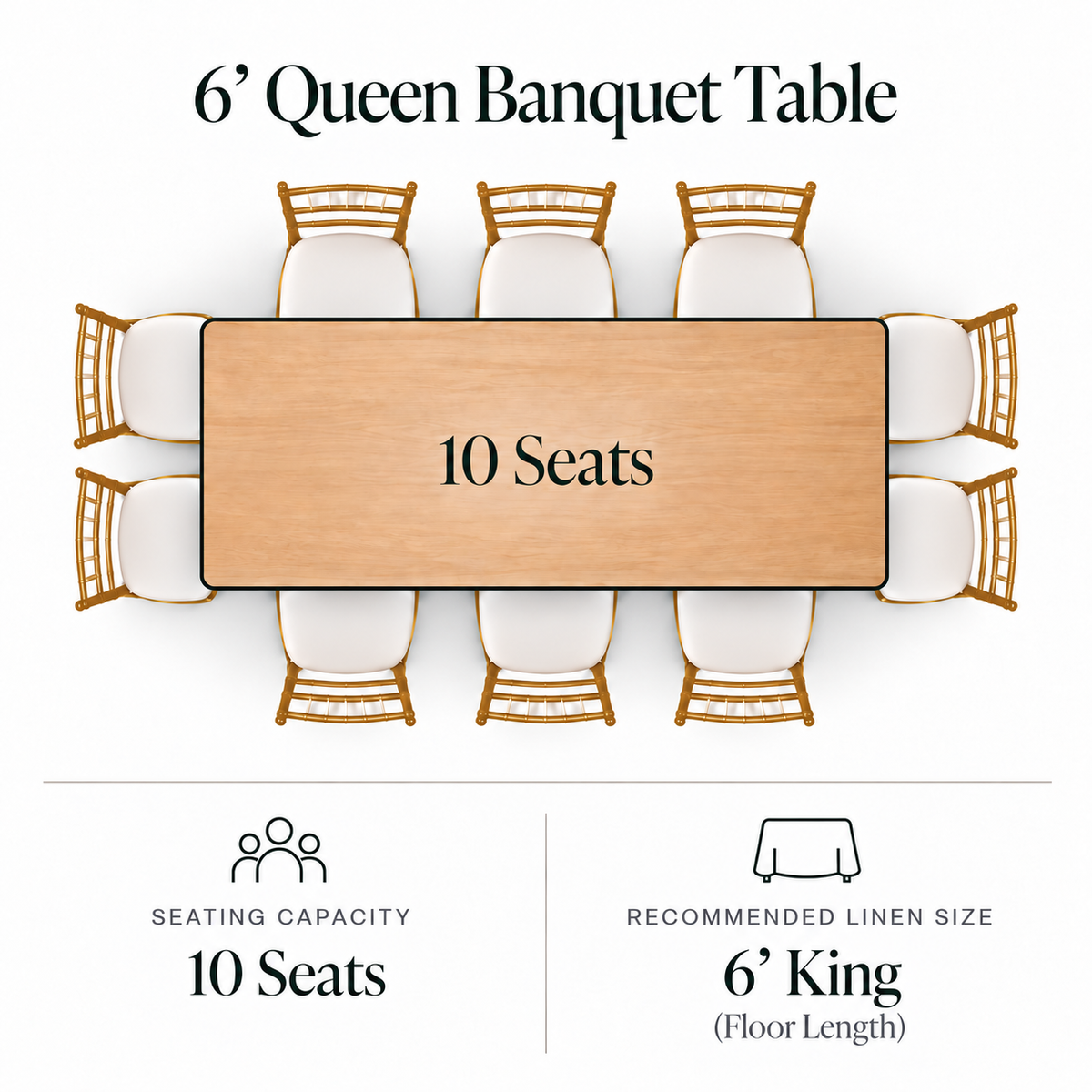 6′ Queen Banquet Table