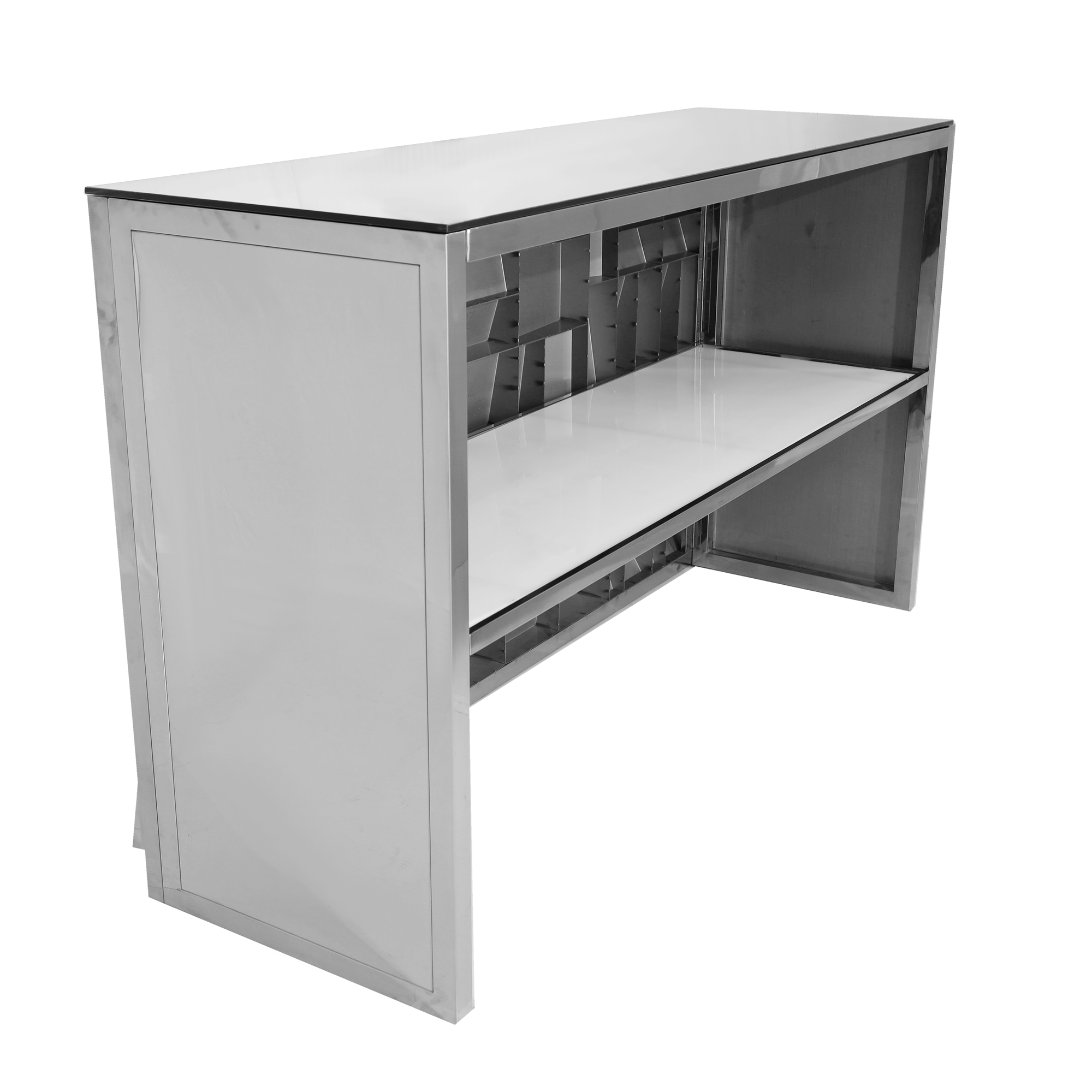 6' Silver Geometric Bar w/ Mirror Top