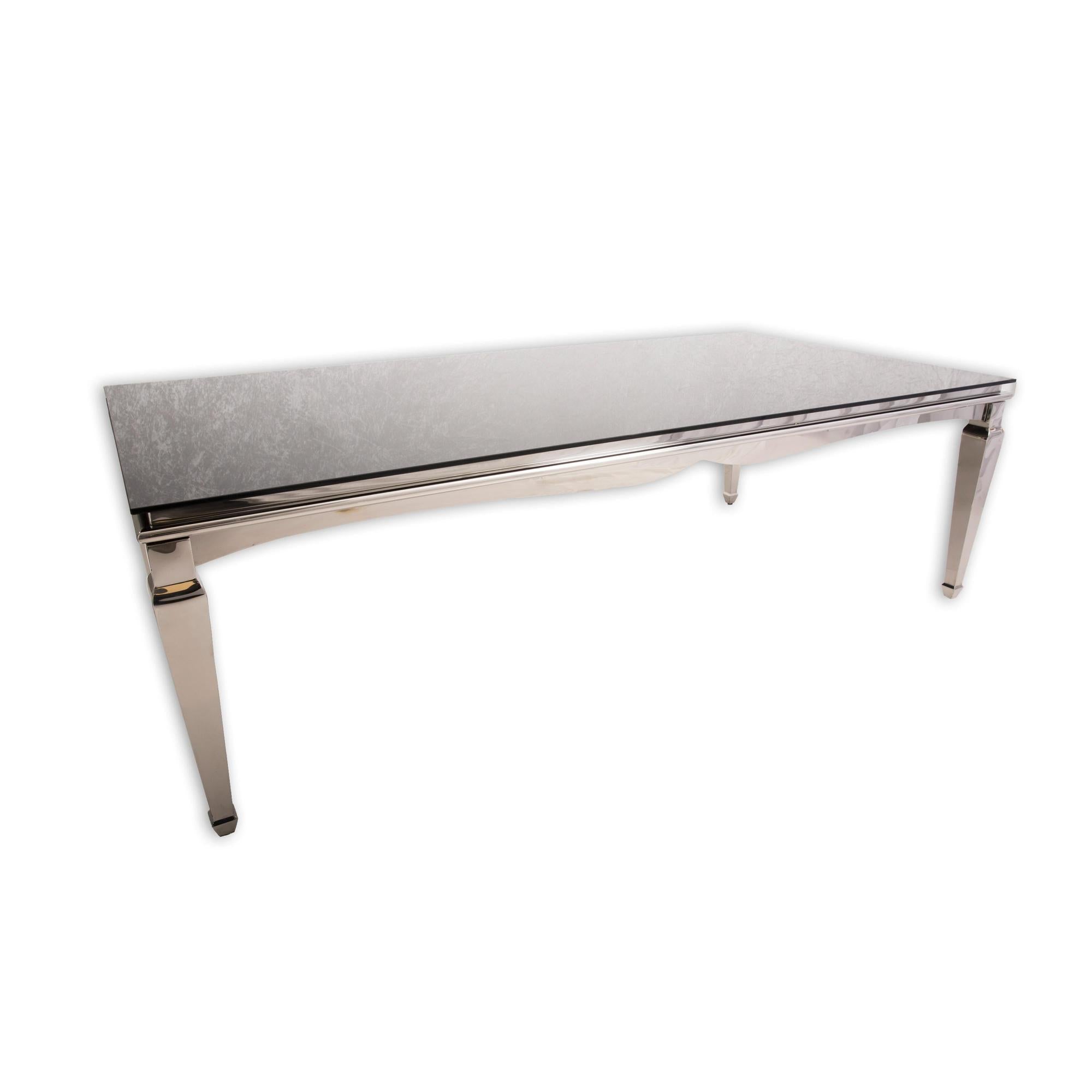 6′ Silver Washington Table w/ Mirror Top