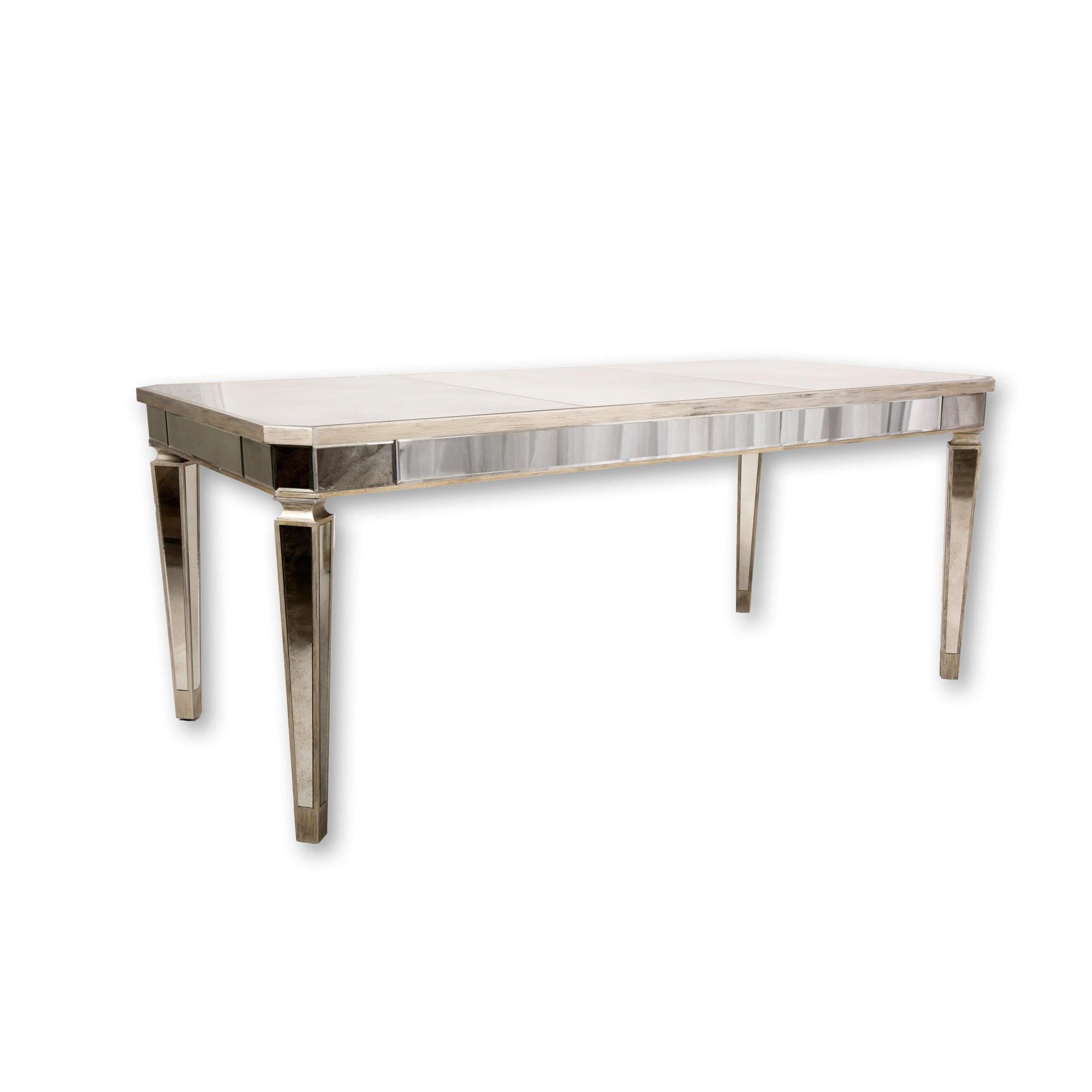6′ Wooden Silver Antique Mirror Table