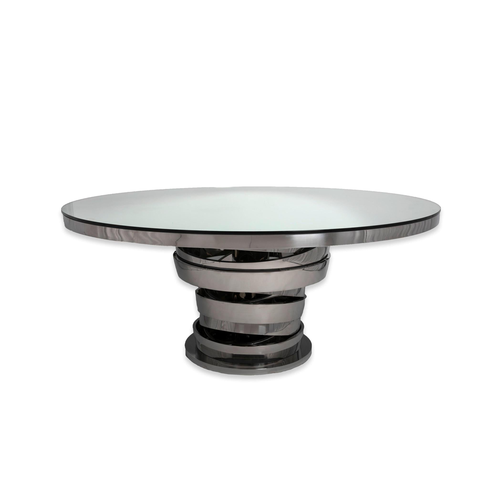 72″ Mirror Top w/ Silver Spiral Base