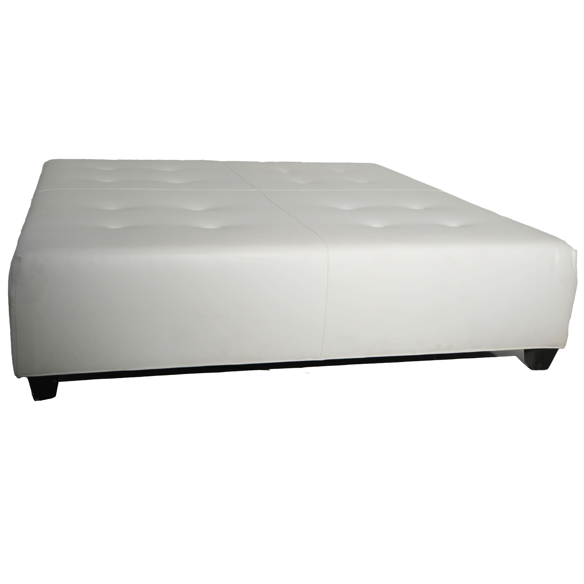 72″ Square White Leather Ottoman