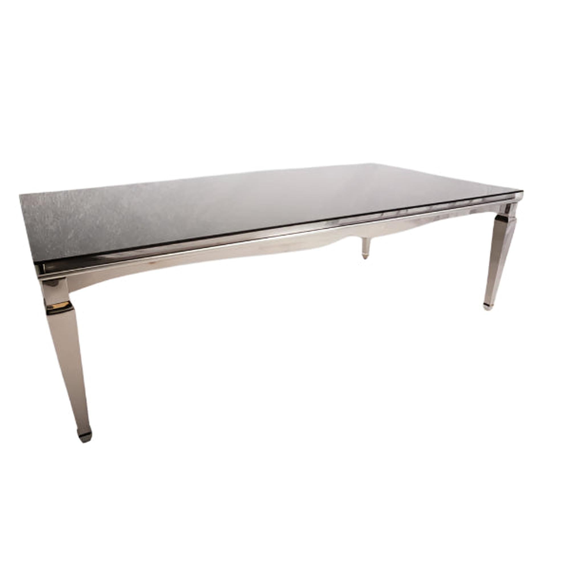 8′ Silver Washington Table w/ Black Top