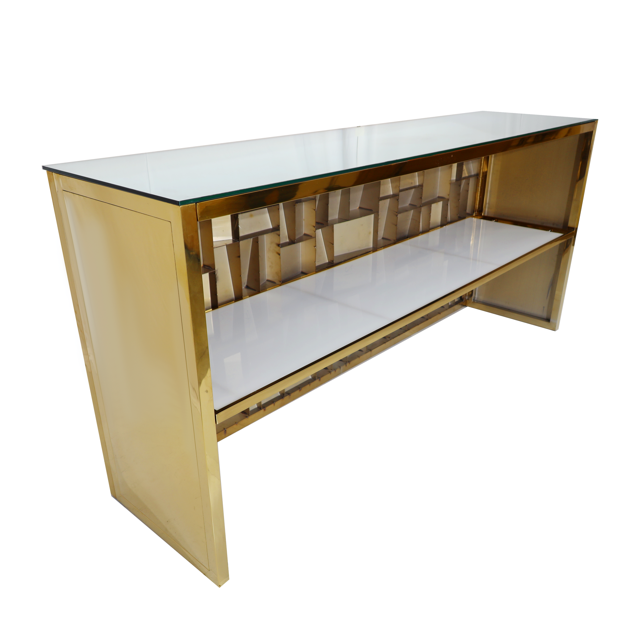 8' Gold Geometric Bar w/ Mirror Top