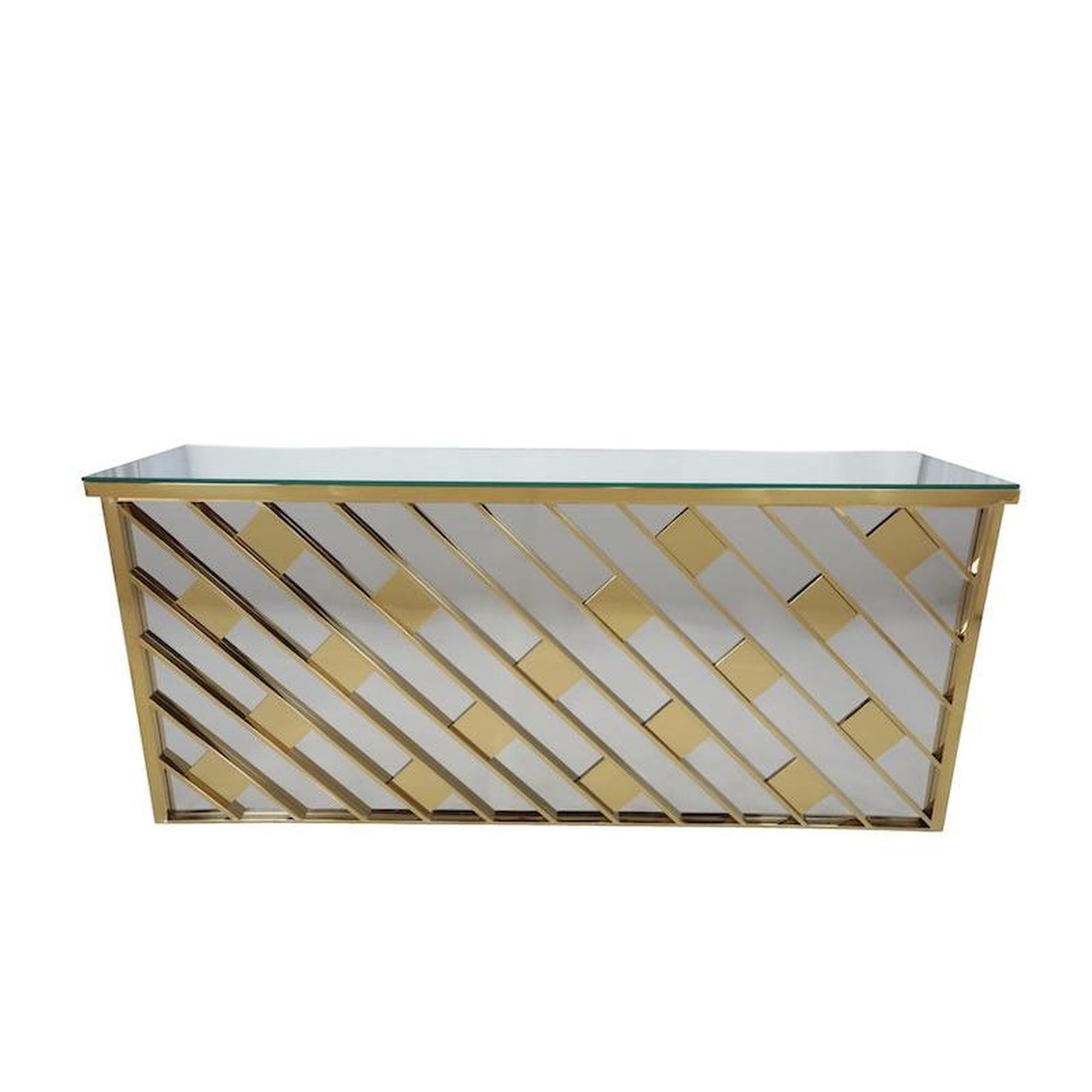 8′ Gold Kaleidoscope Mirror Bar w/ Mirror Top