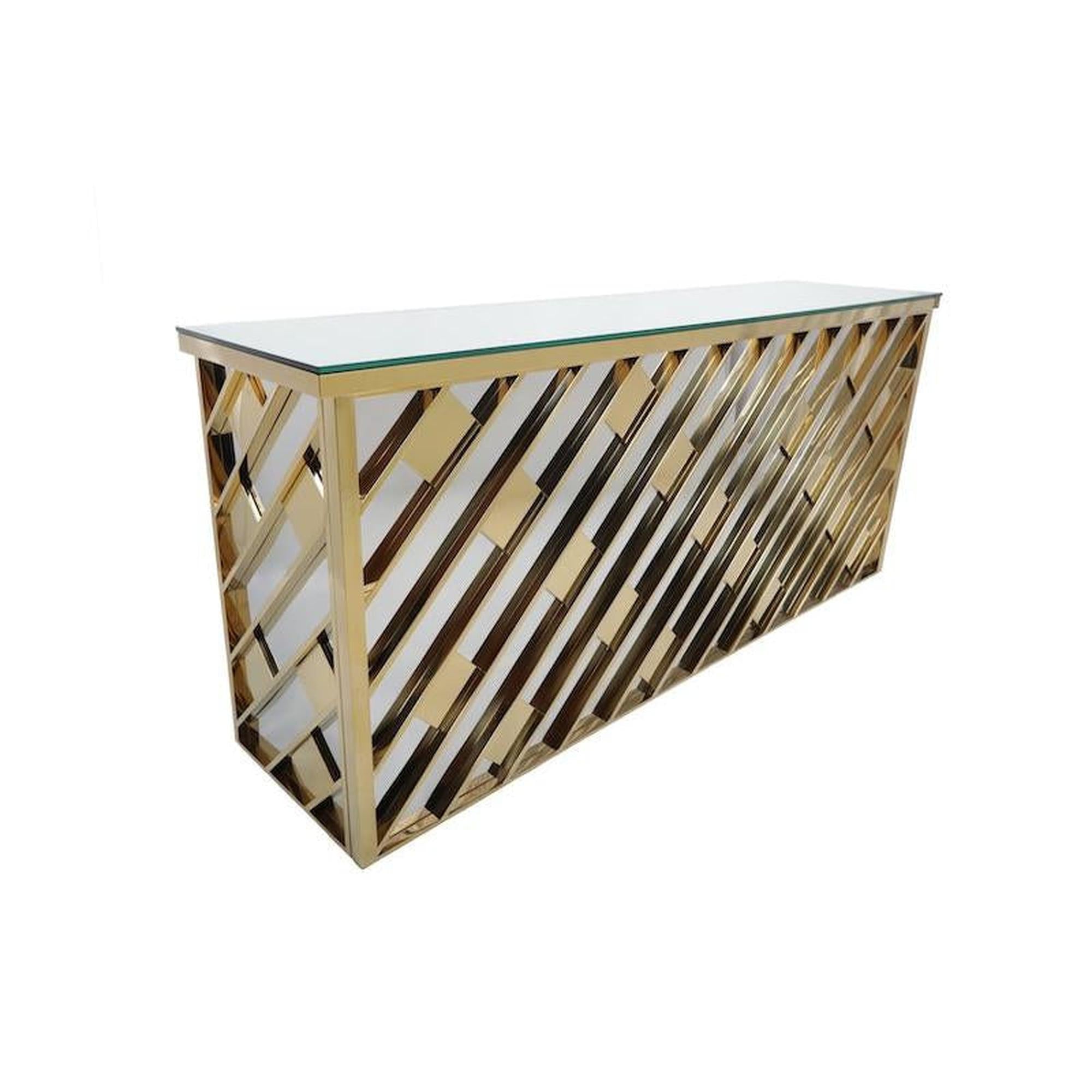 8′ Gold Kaleidoscope Mirror Bar w/ Mirror Top