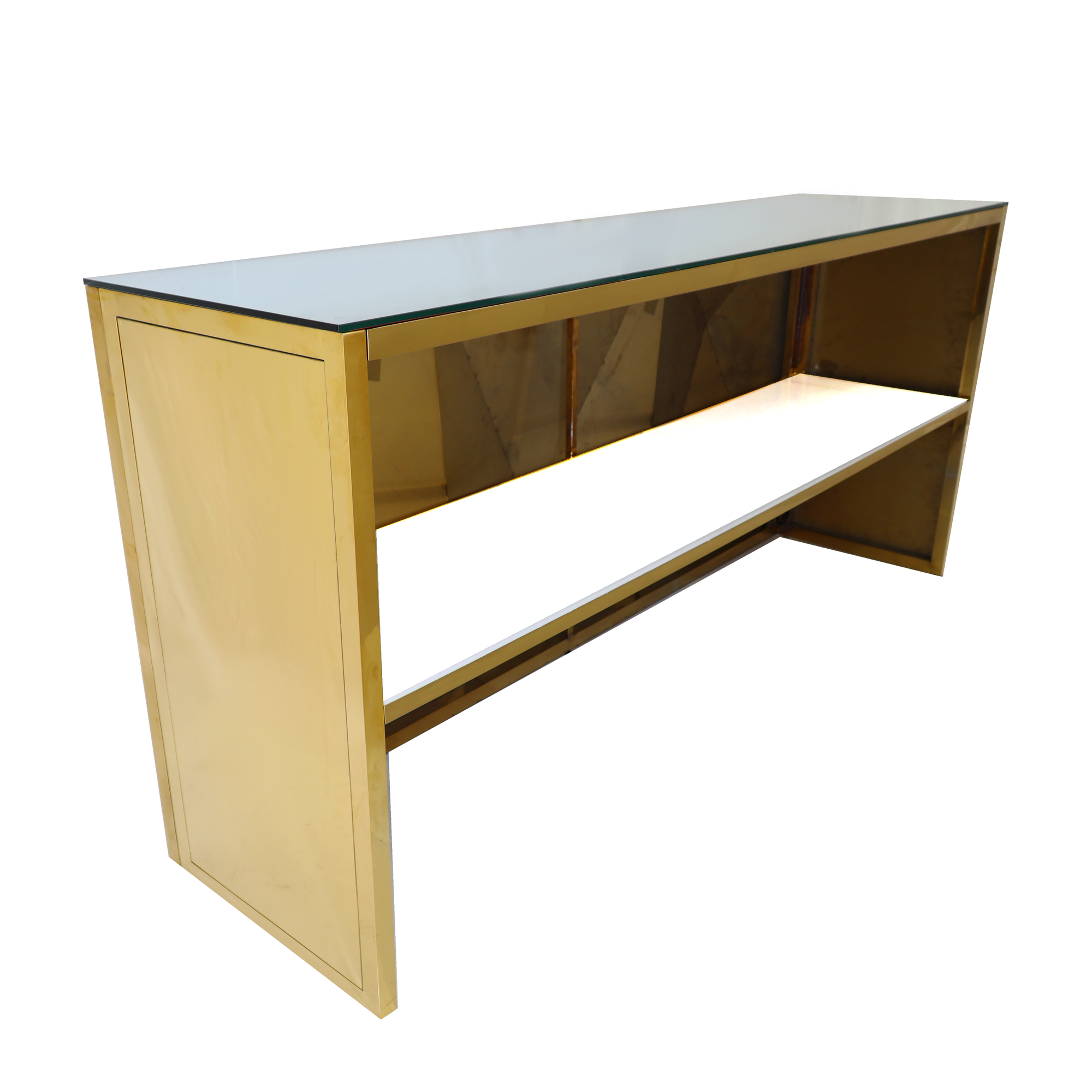 8' Gold Pyramid Bar w/ Mirror Top