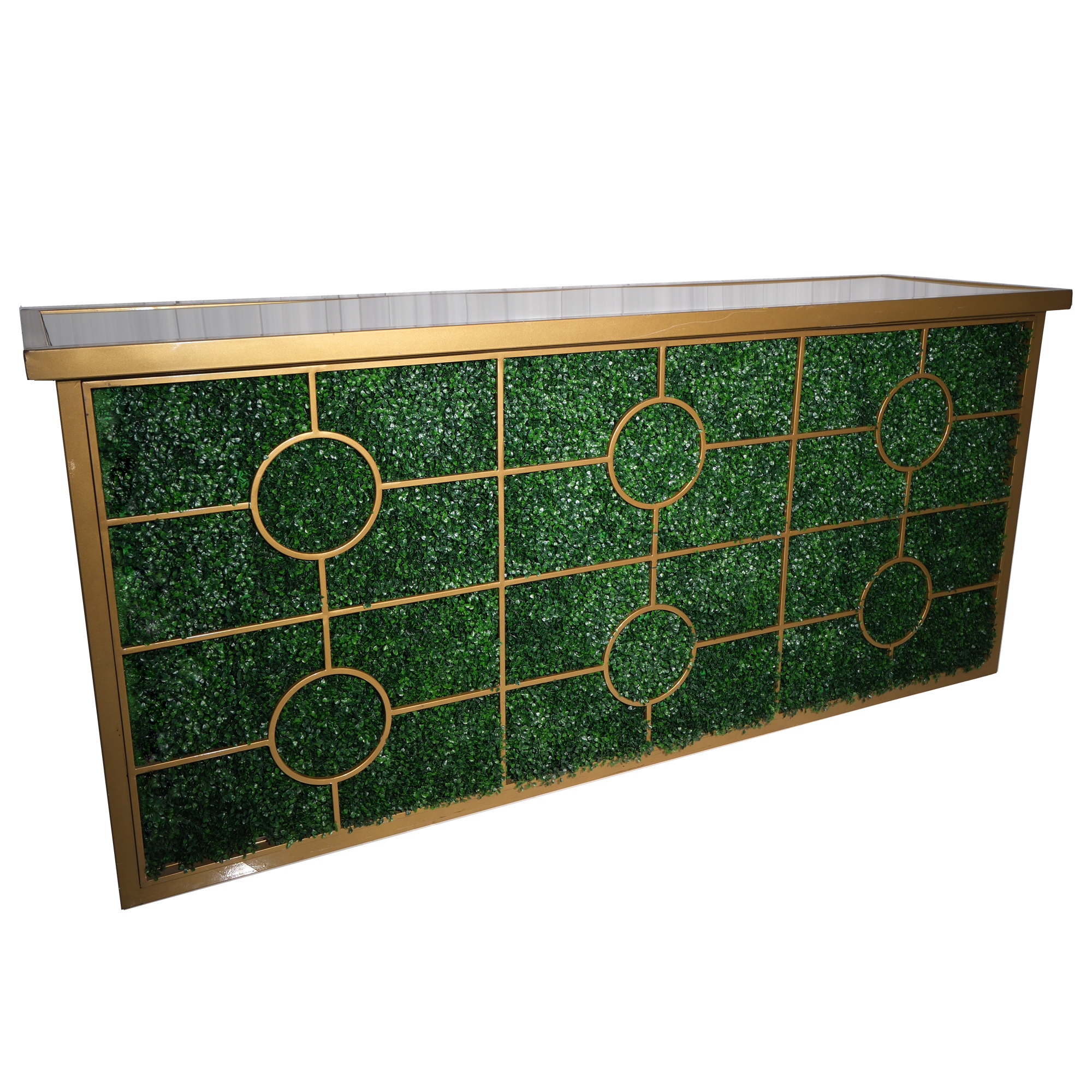 8′ Hedge Bar w/ Gold Circled Panels
