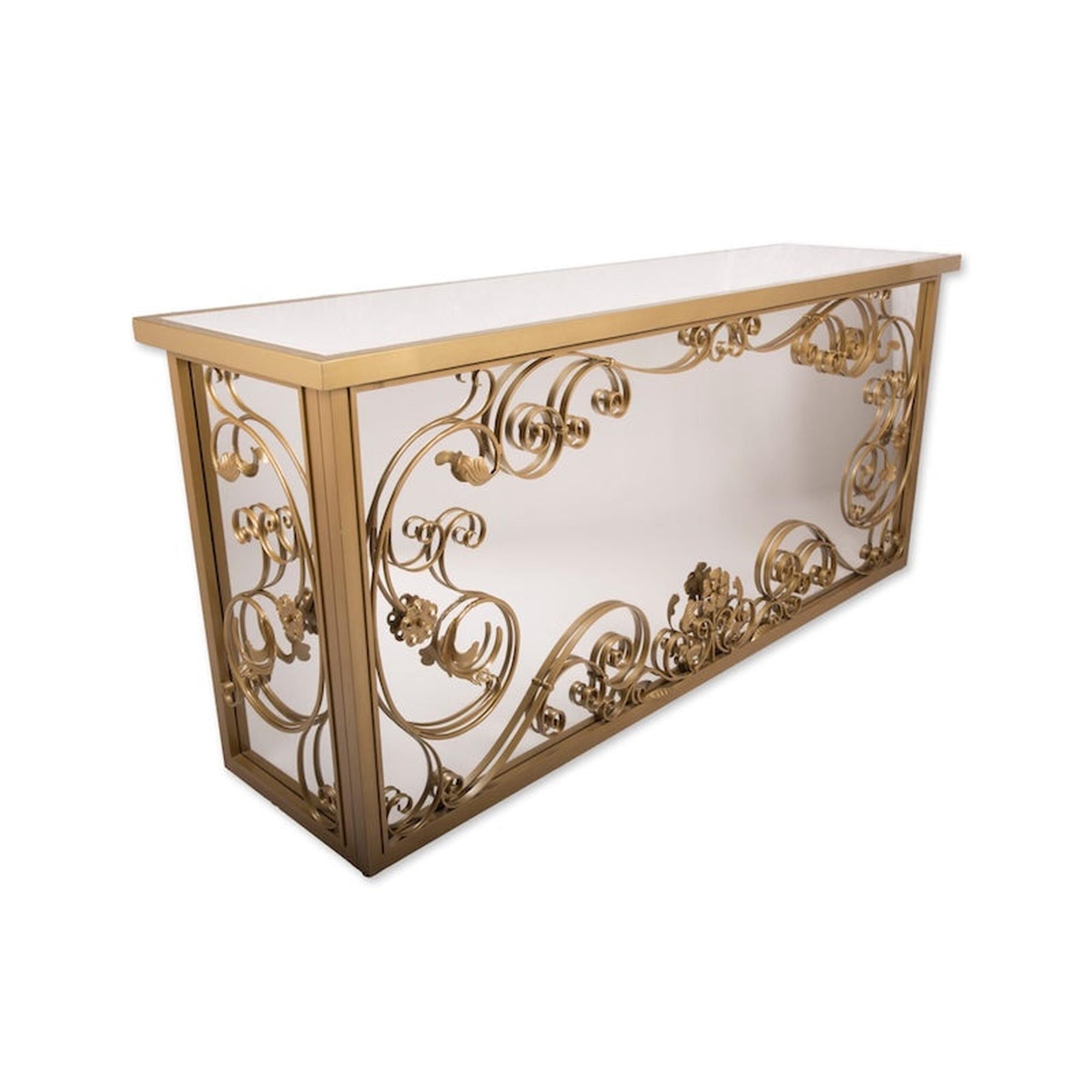 8′ Mirror Bar w/ Gold Flowery Panels