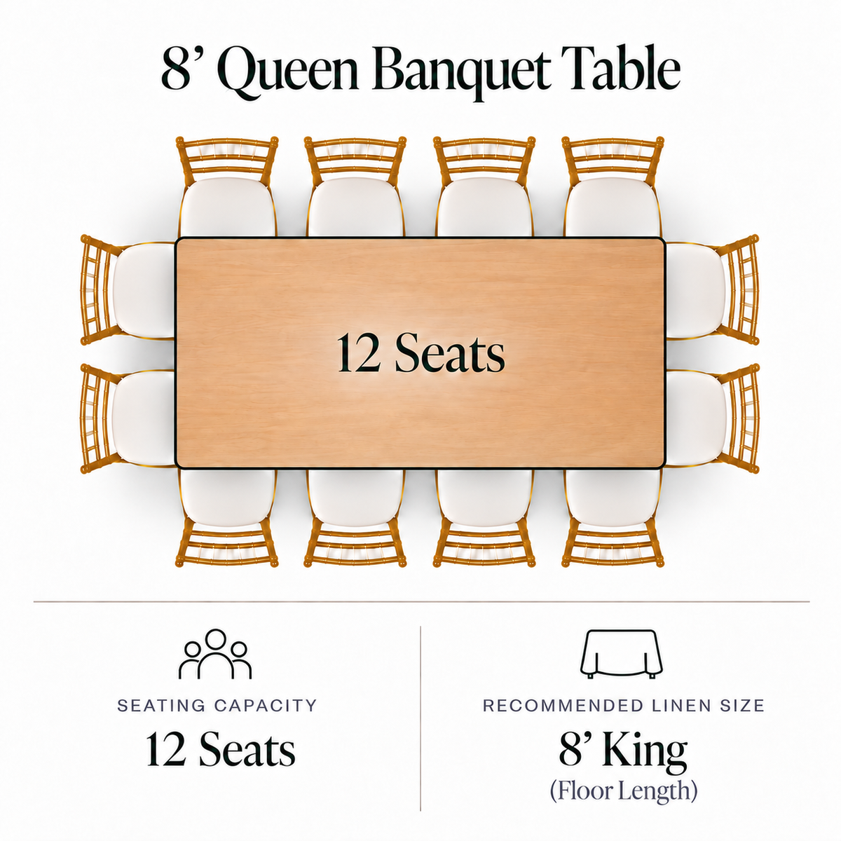 8′ Queen Banquet Table