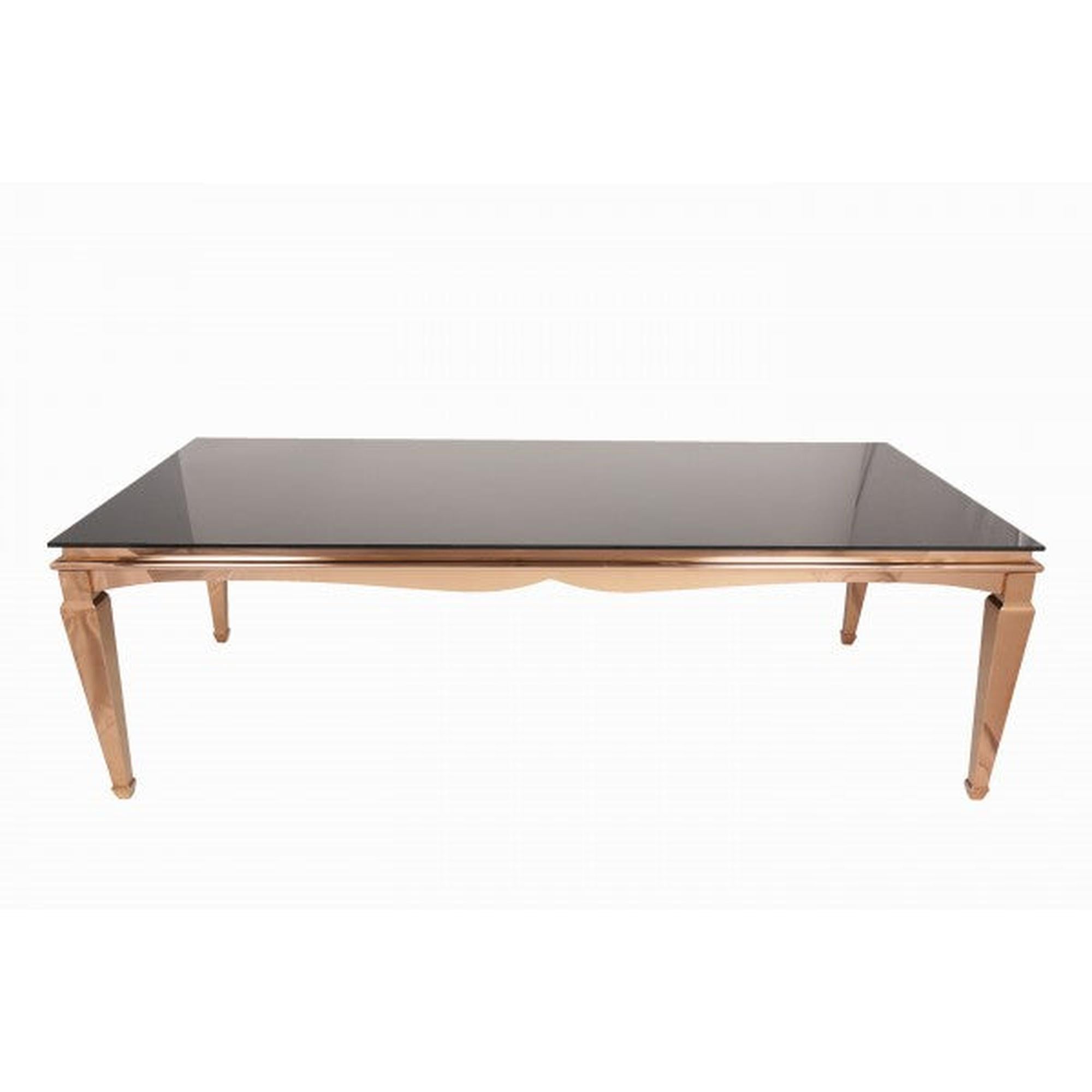 8′ Rose Gold Washington Table w/ Black Top