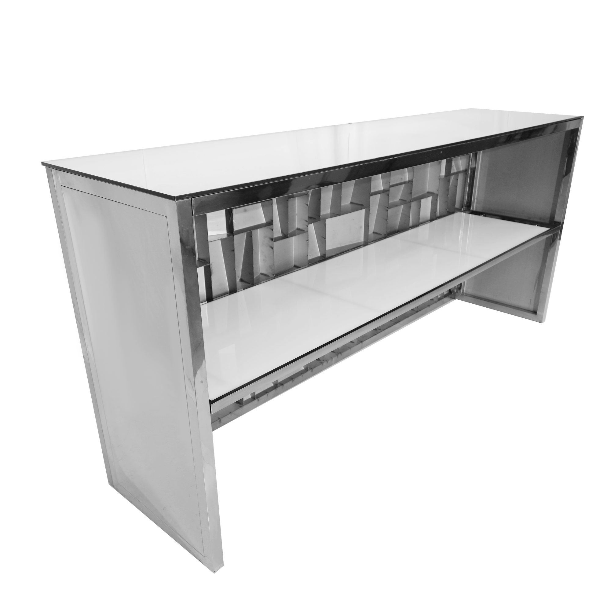 8' Silver Geometric Bar w/ Mirror Top