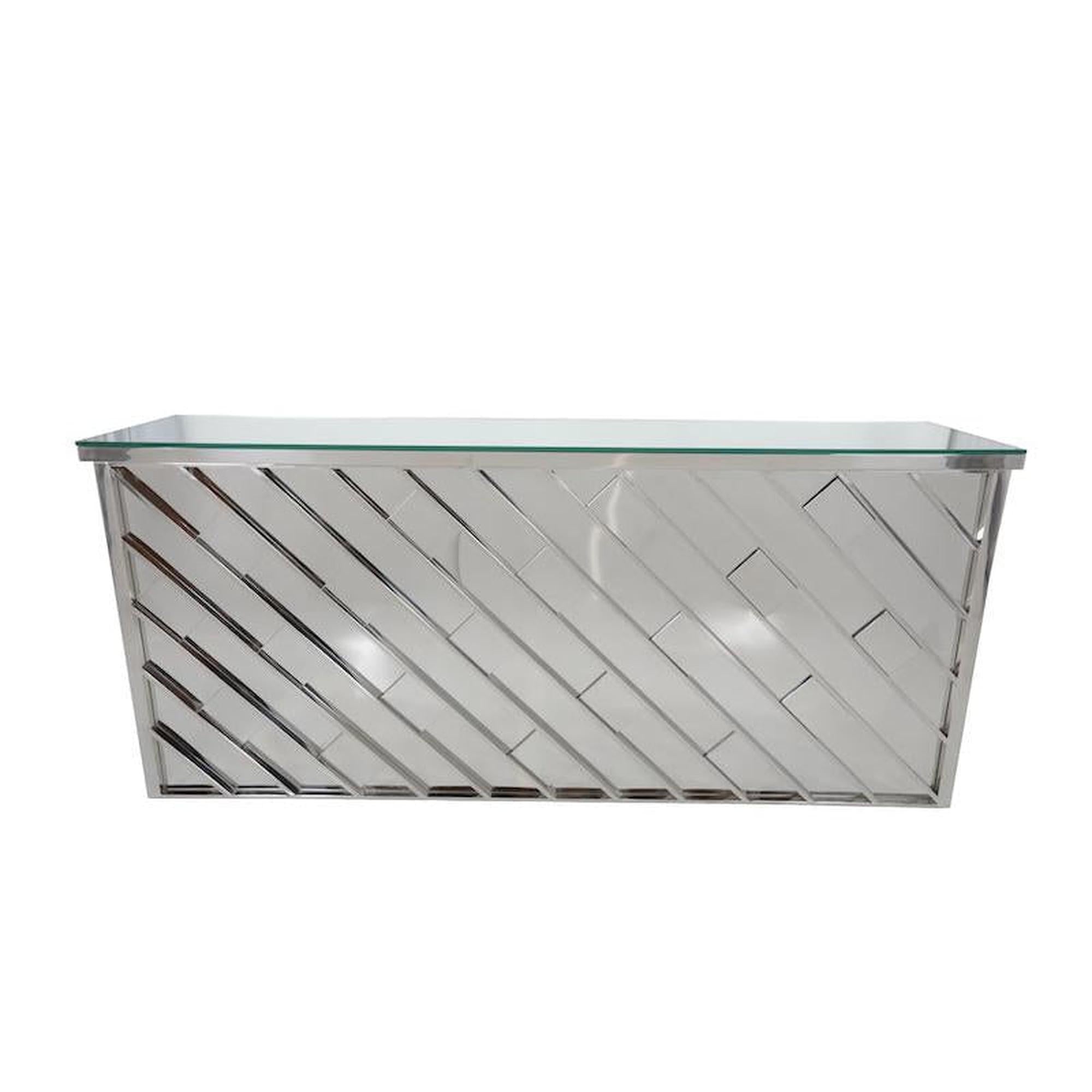 8′ Silver Kaleidoscope Mirror Bar w/ Mirror Top