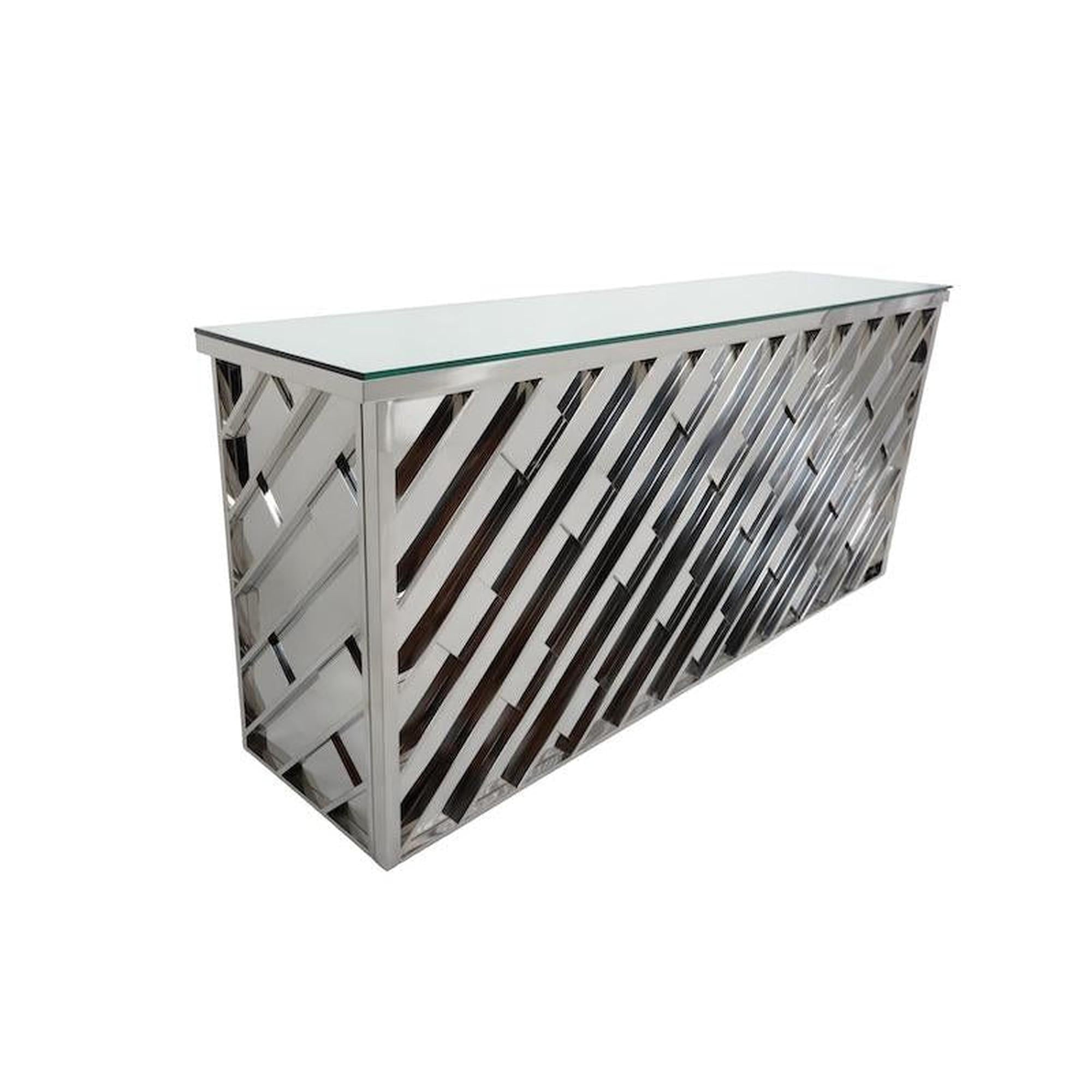 8′ Silver Kaleidoscope Mirror Bar w/ Mirror Top