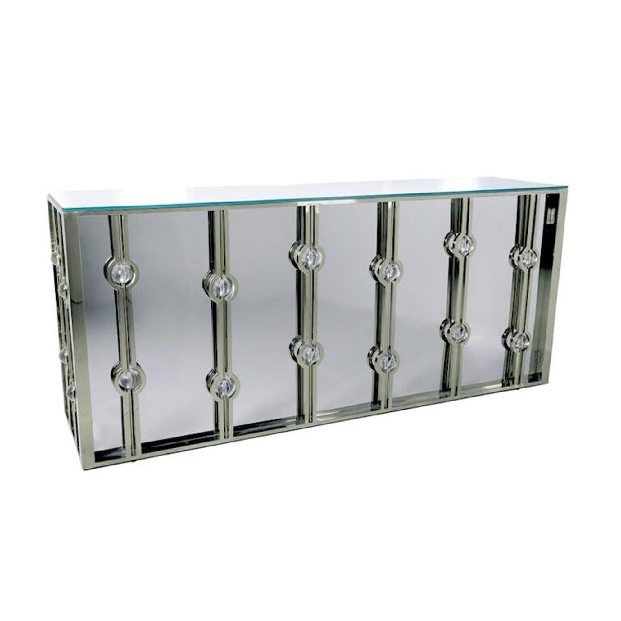 8′ Silver Mirror Bar w/ Ball Design