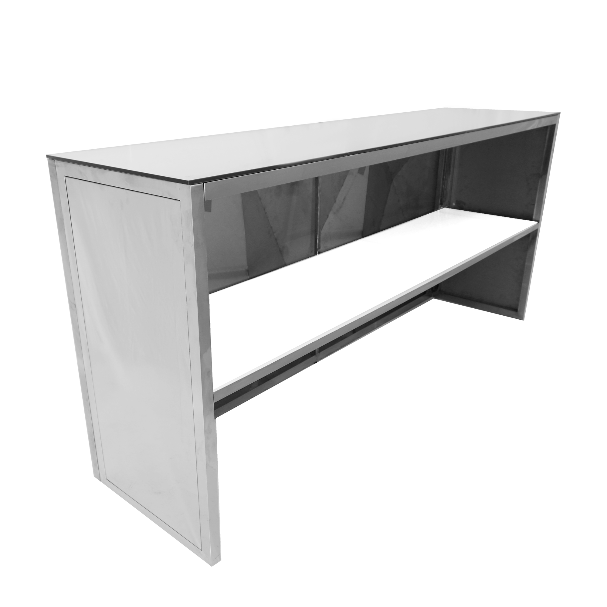 8' Silver Pyramid Bar w/ Mirror Top
