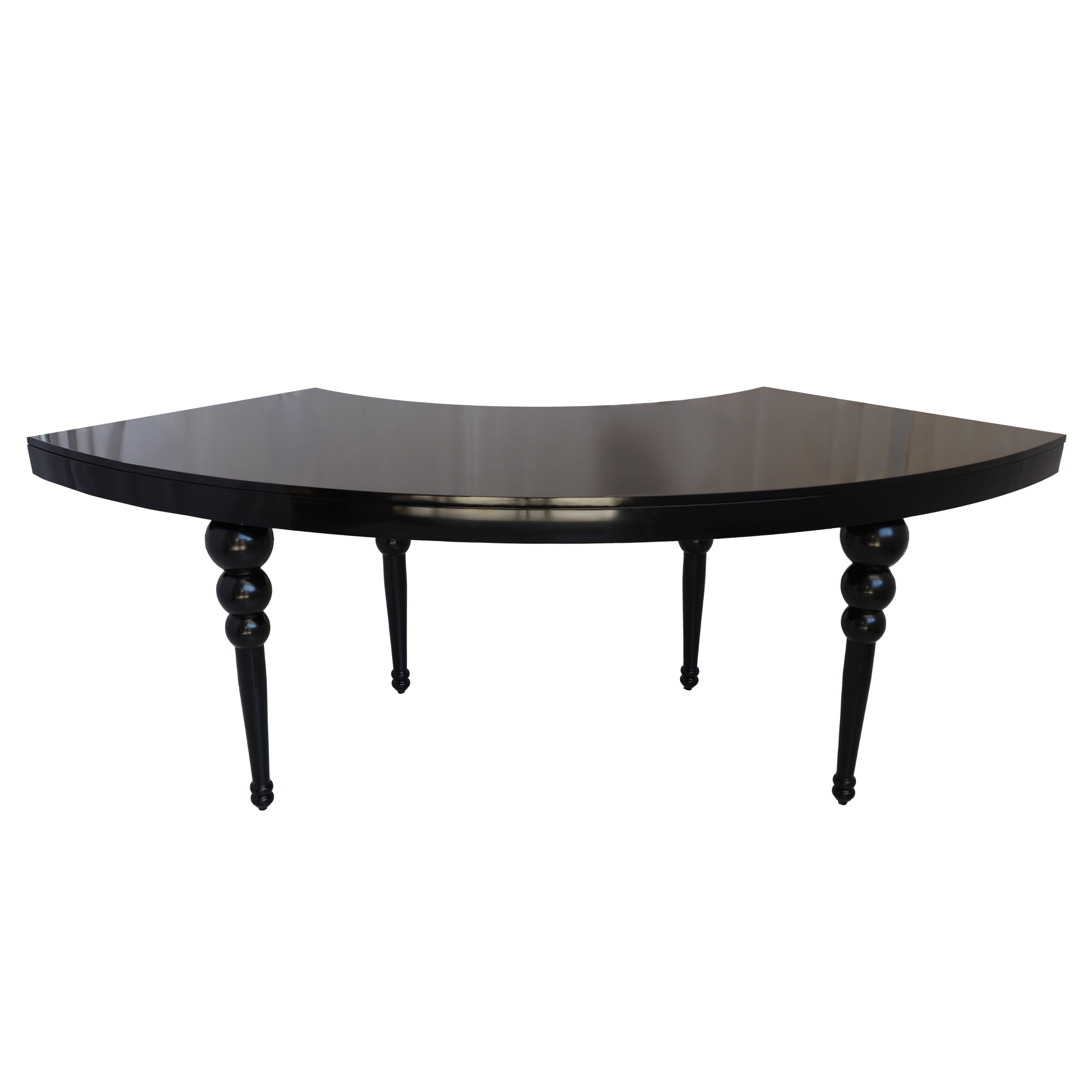 9′ Black Frame Serpentine Table w/ Black Lacquer Top