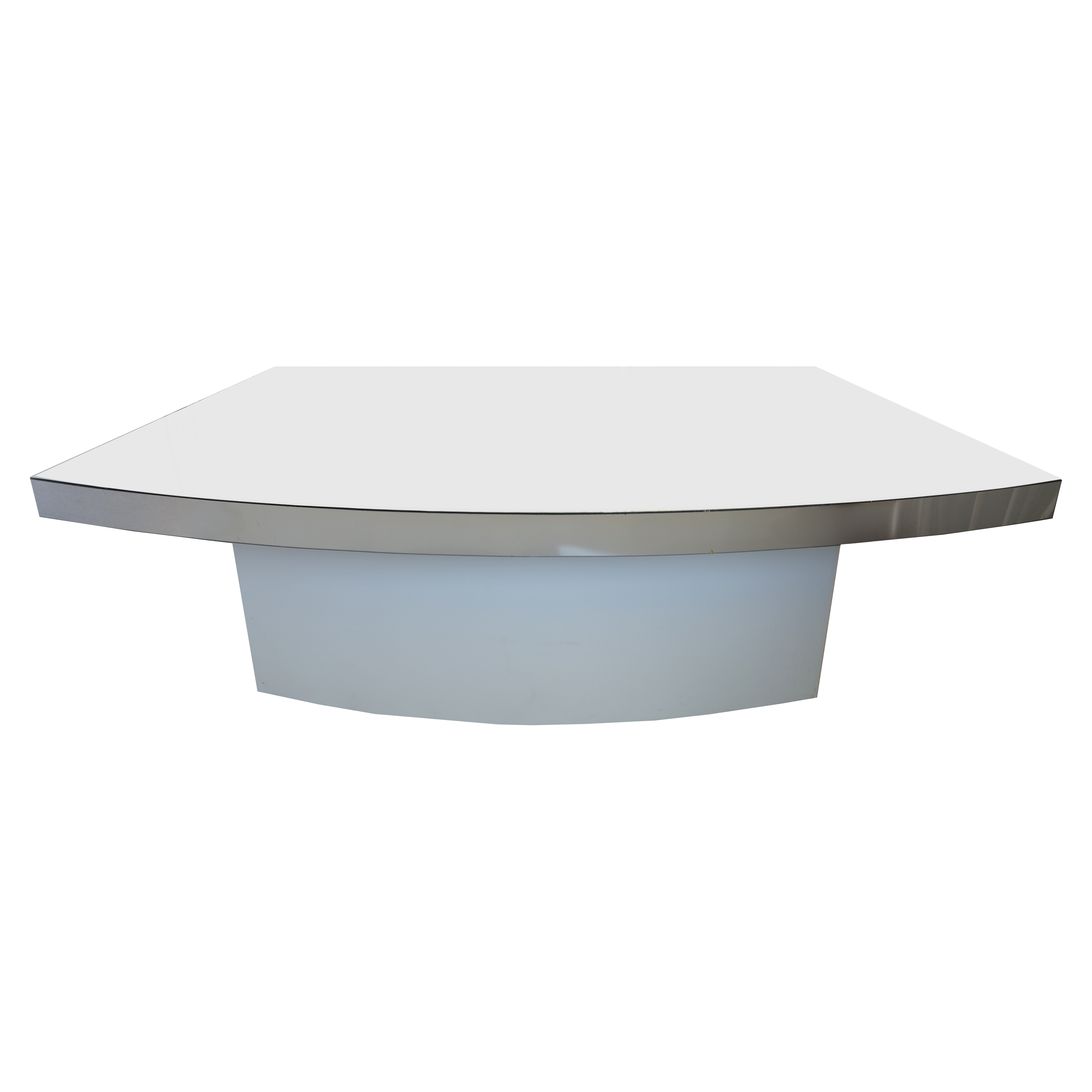 9′ Mirror Serpentine Table w/ White Base