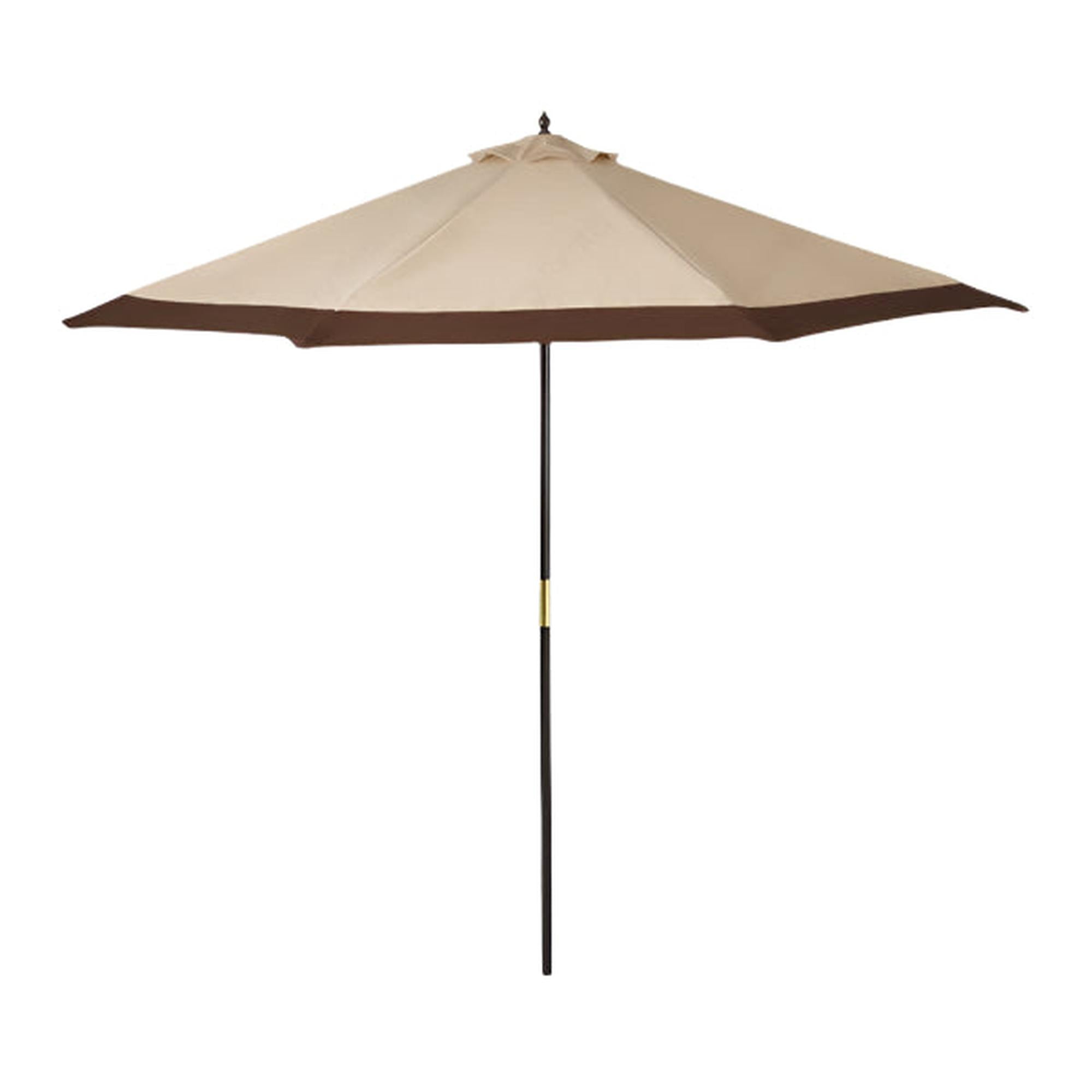 khaki patio umbrella 9ft Khaki Outdoor Market Umbrella with Push Button Tilt & Crank, 8 Sturdy Aluminum Ribs, UV Protection & Waterproof for Garden & Backyard