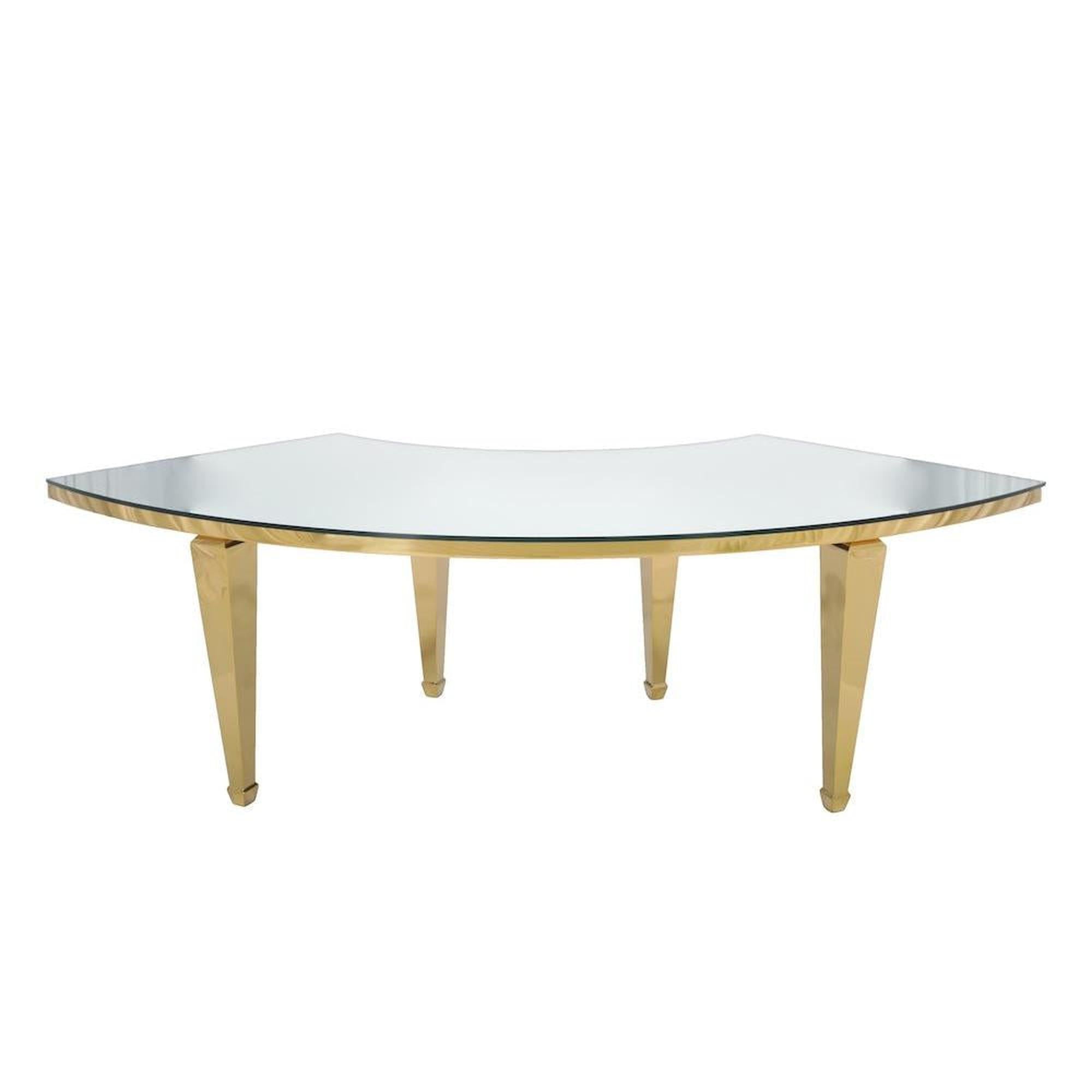 9′ Gold Washington Serpentine Table w/ Mirror Top
