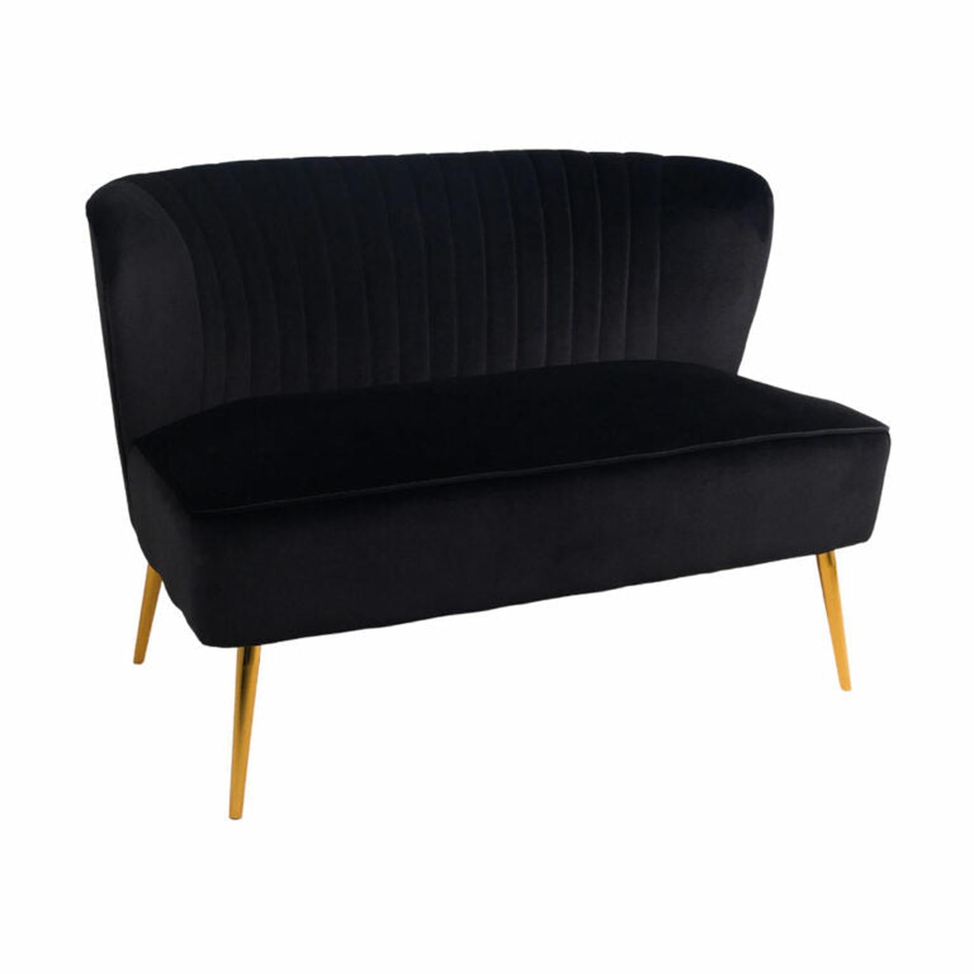 Black Accent Loveseat w/ Gold Metal Legs