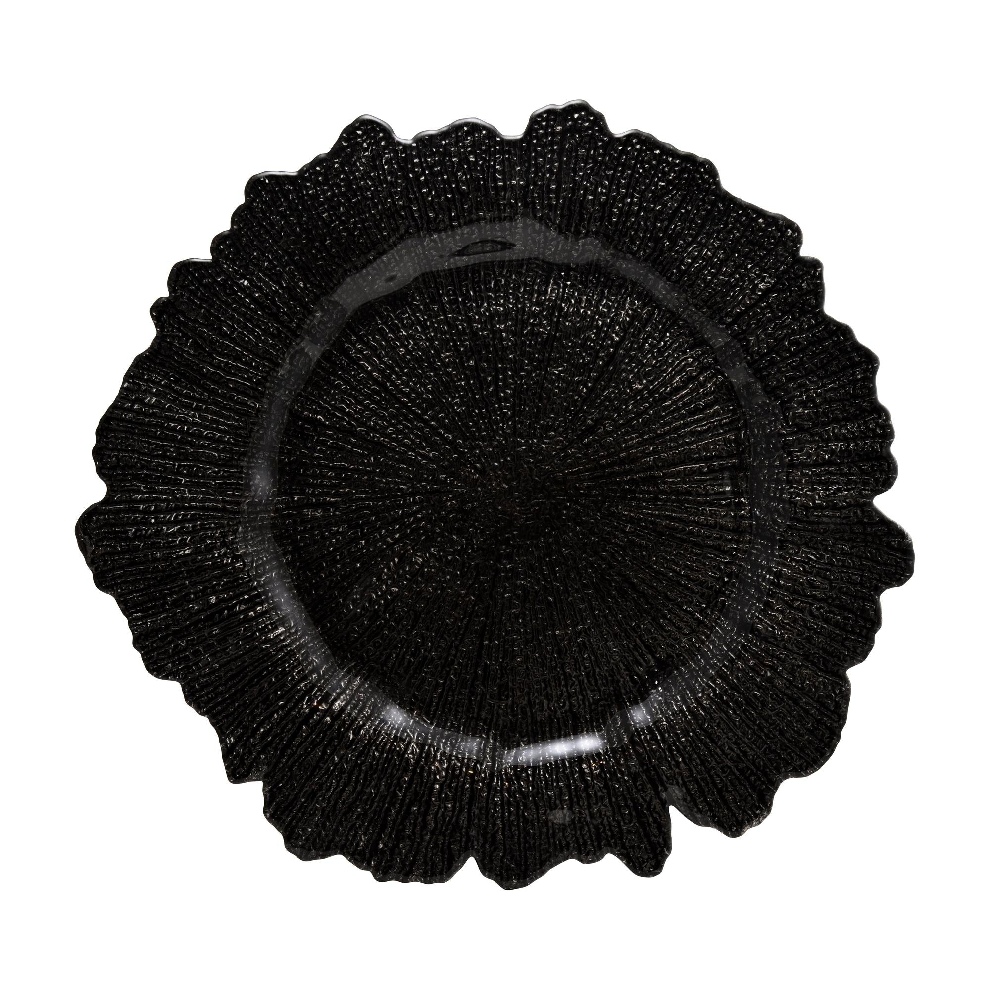 Black Sponge Glass Charger Plate