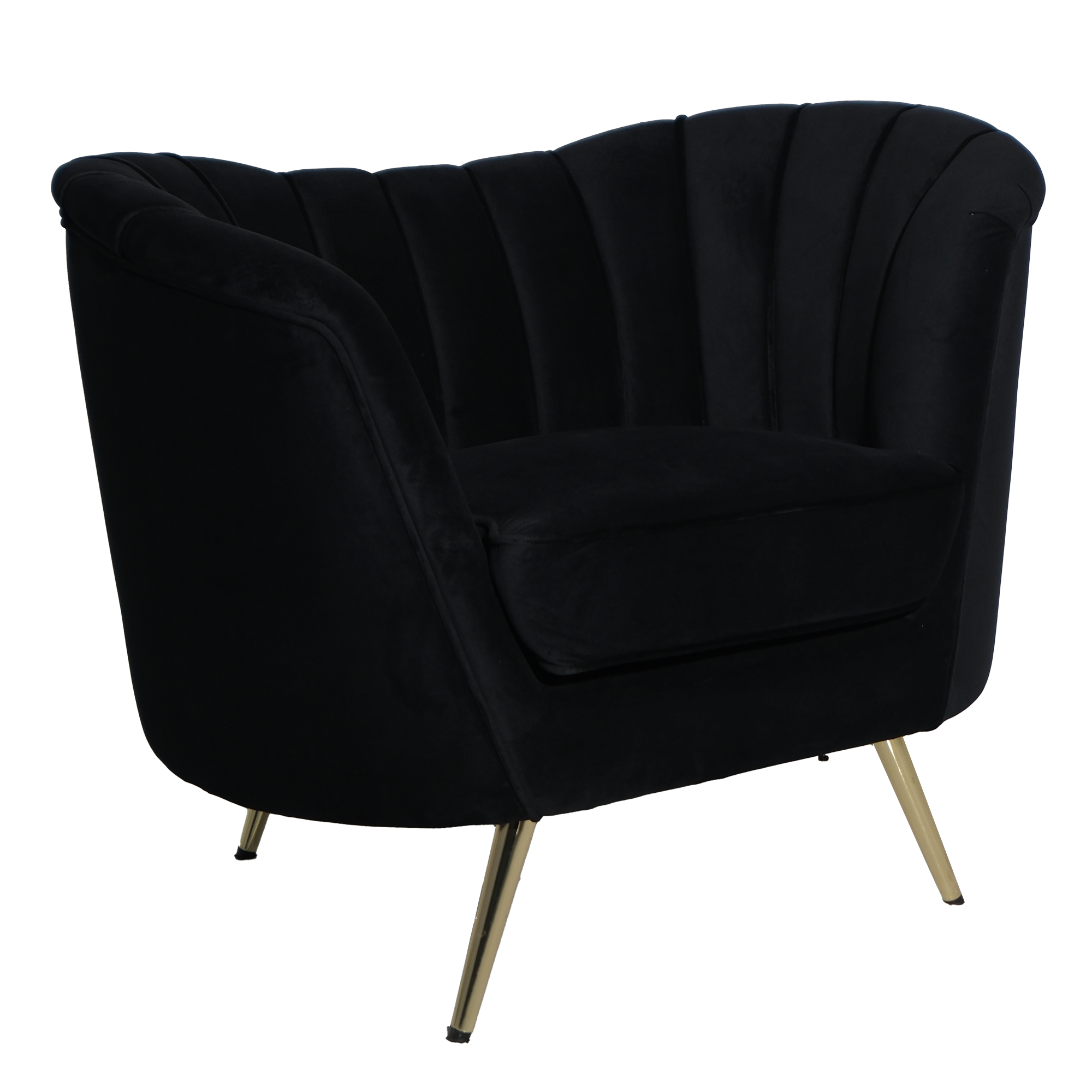 Black Velvet Chair w/ Gold Legs
