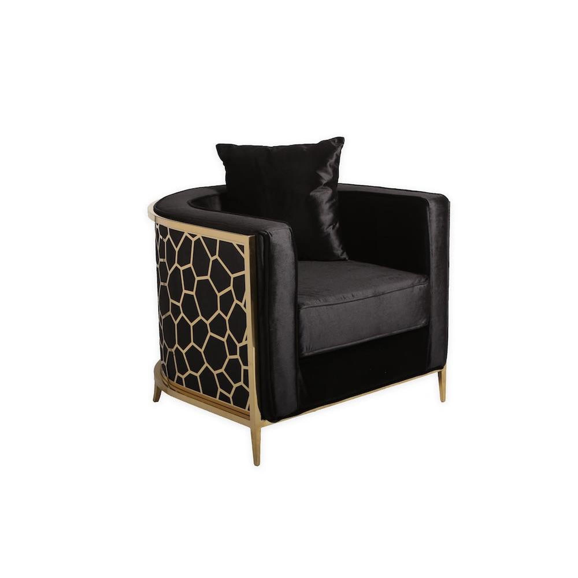 Black Velvet Chair w/Gold Frame