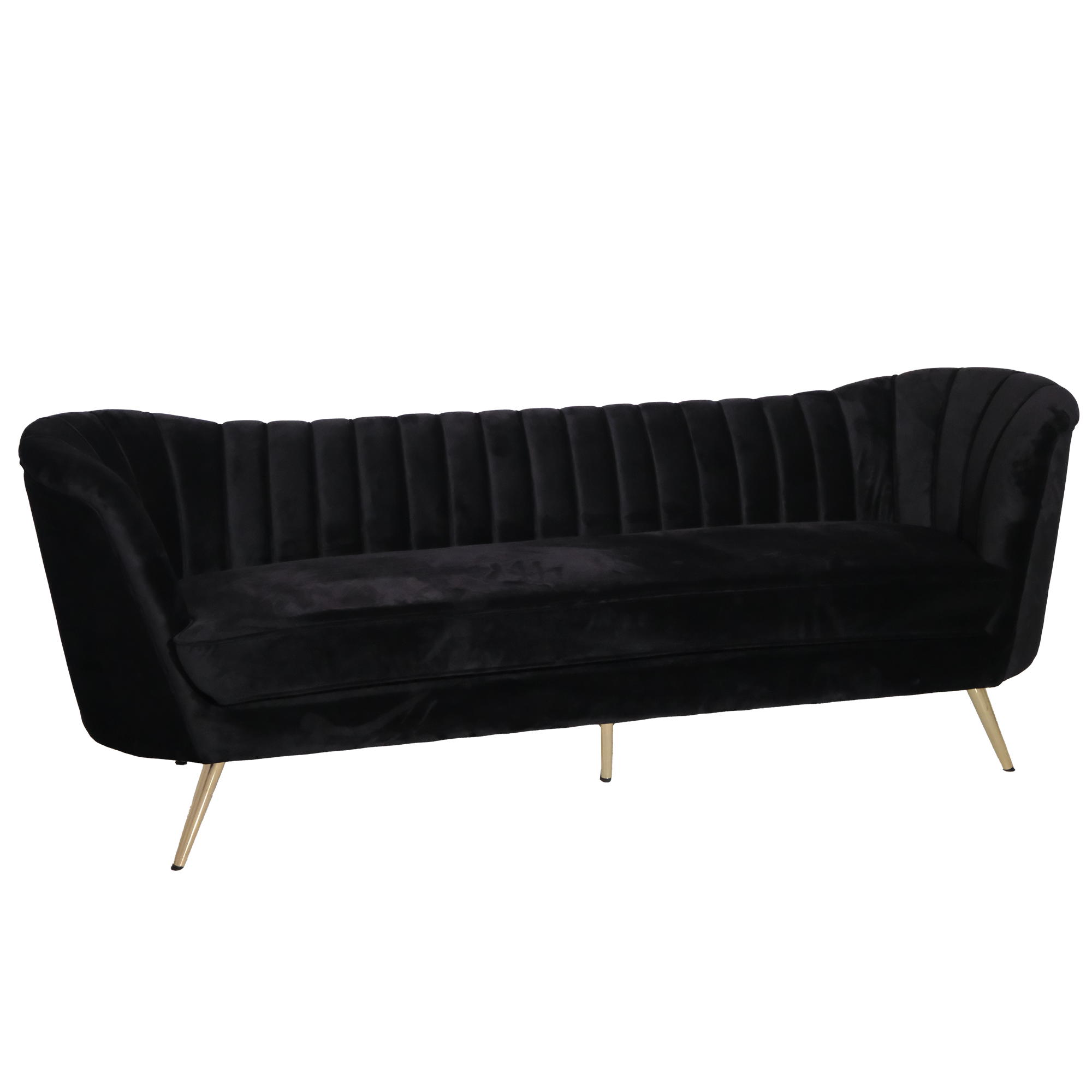 Black Velvet Sofa w/ Gold Legs