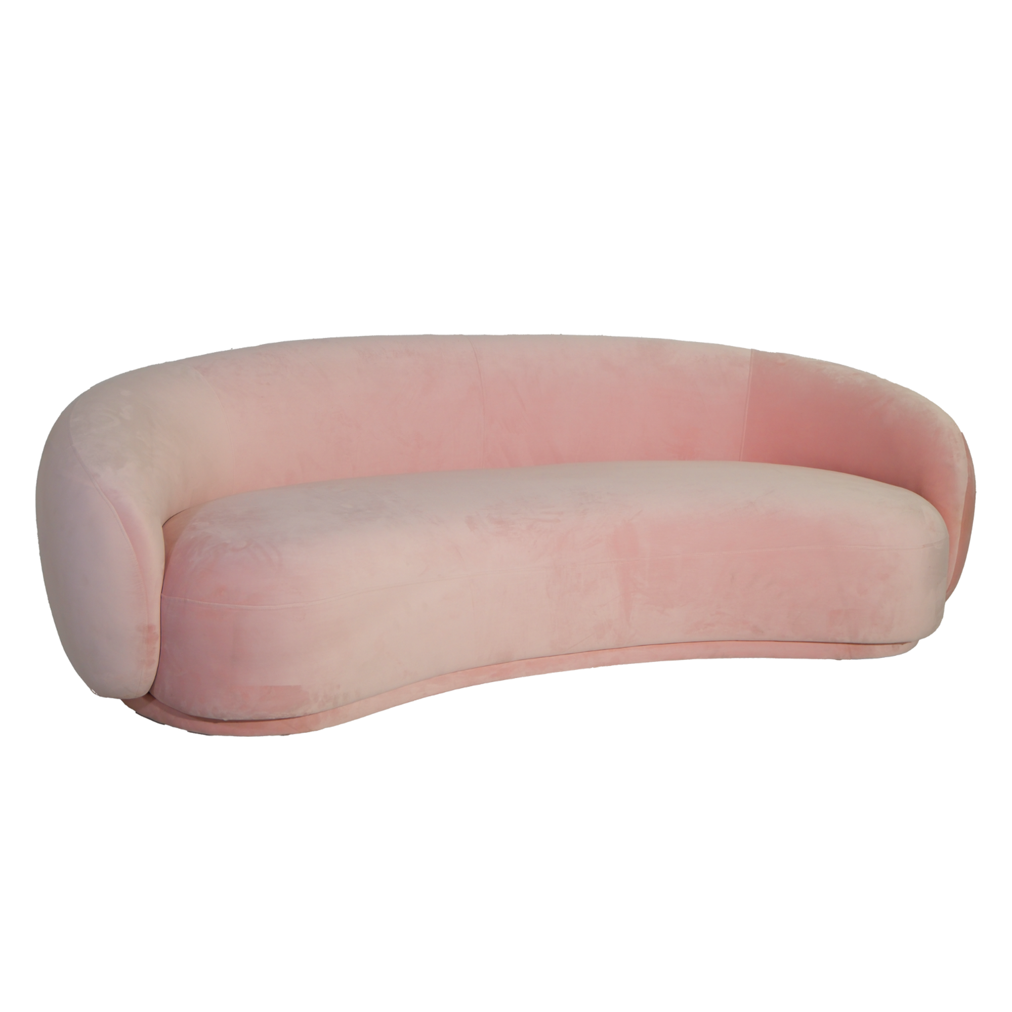 Blush Velvet Modern Curved Sofa