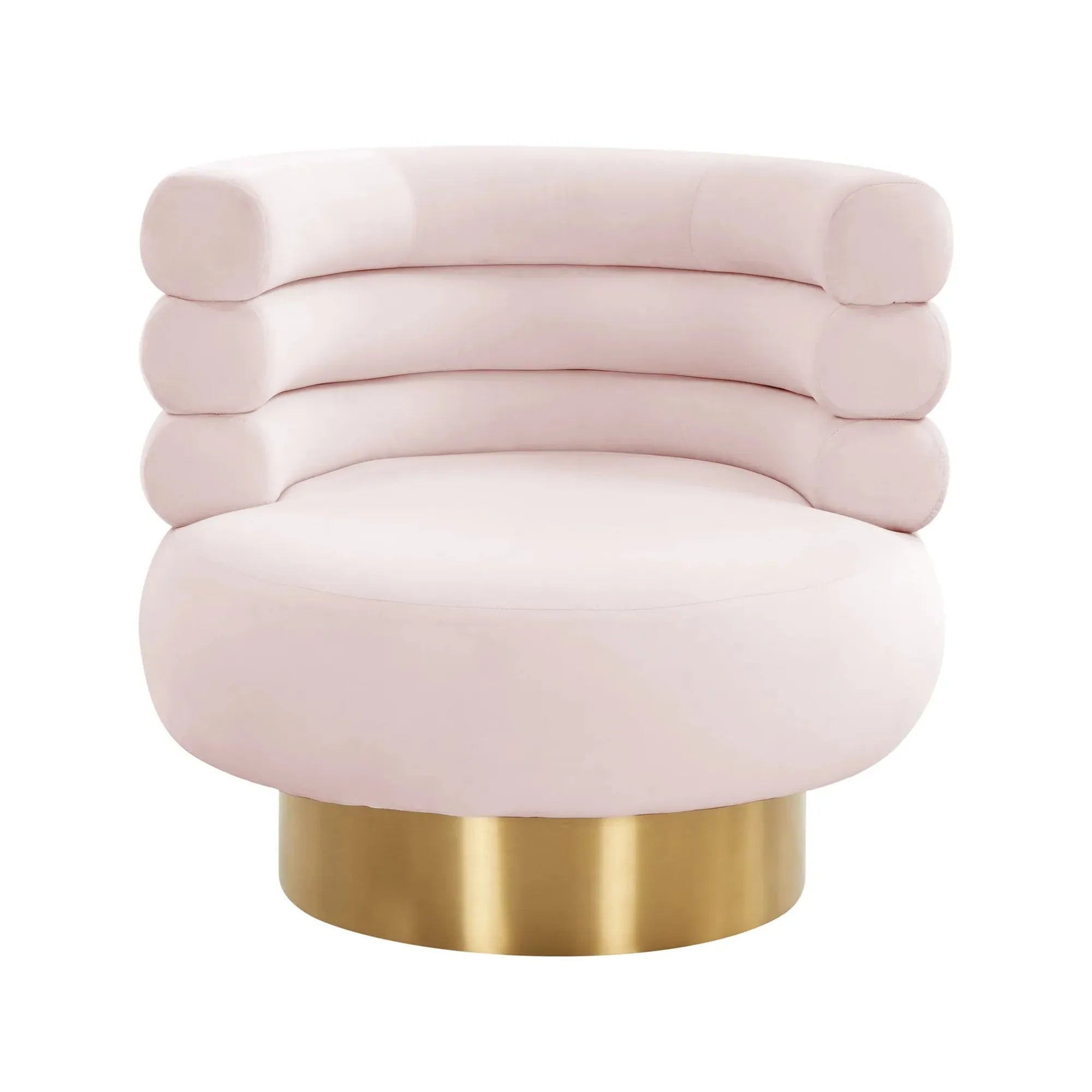 Blush Velvet Swivel Chair w/ Gold Base