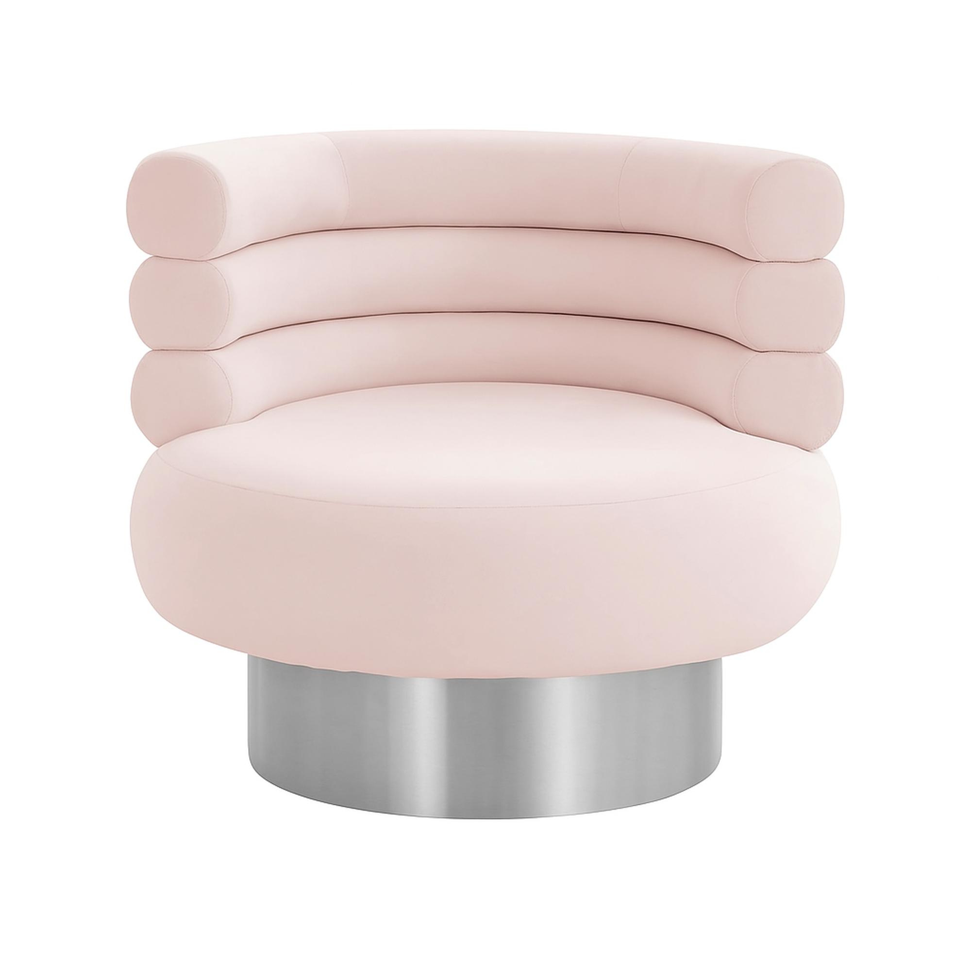 Blush Velvet Swivel Chair w/ Silver Base