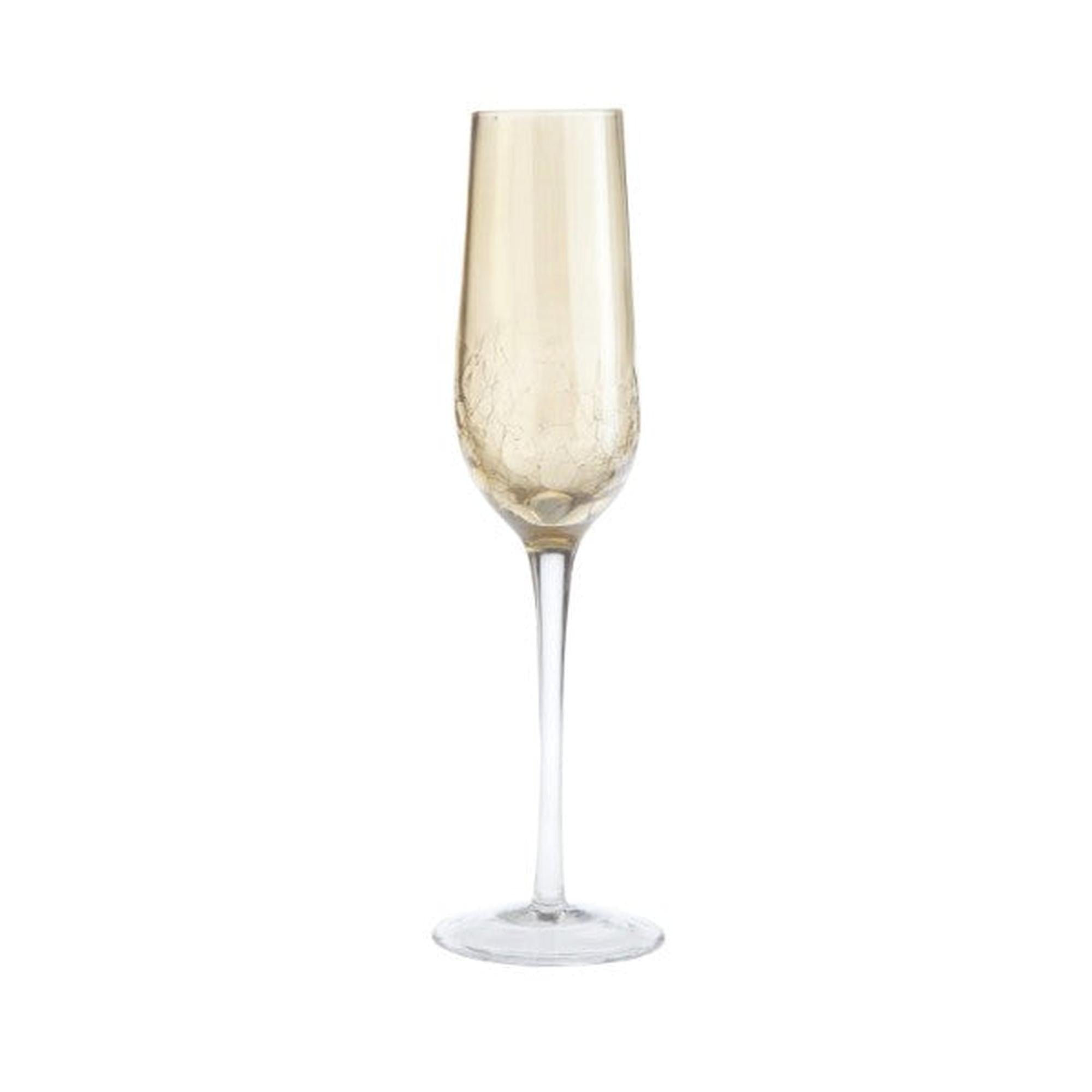 Gold Crackle Champagne Flute Glass (6 oz)