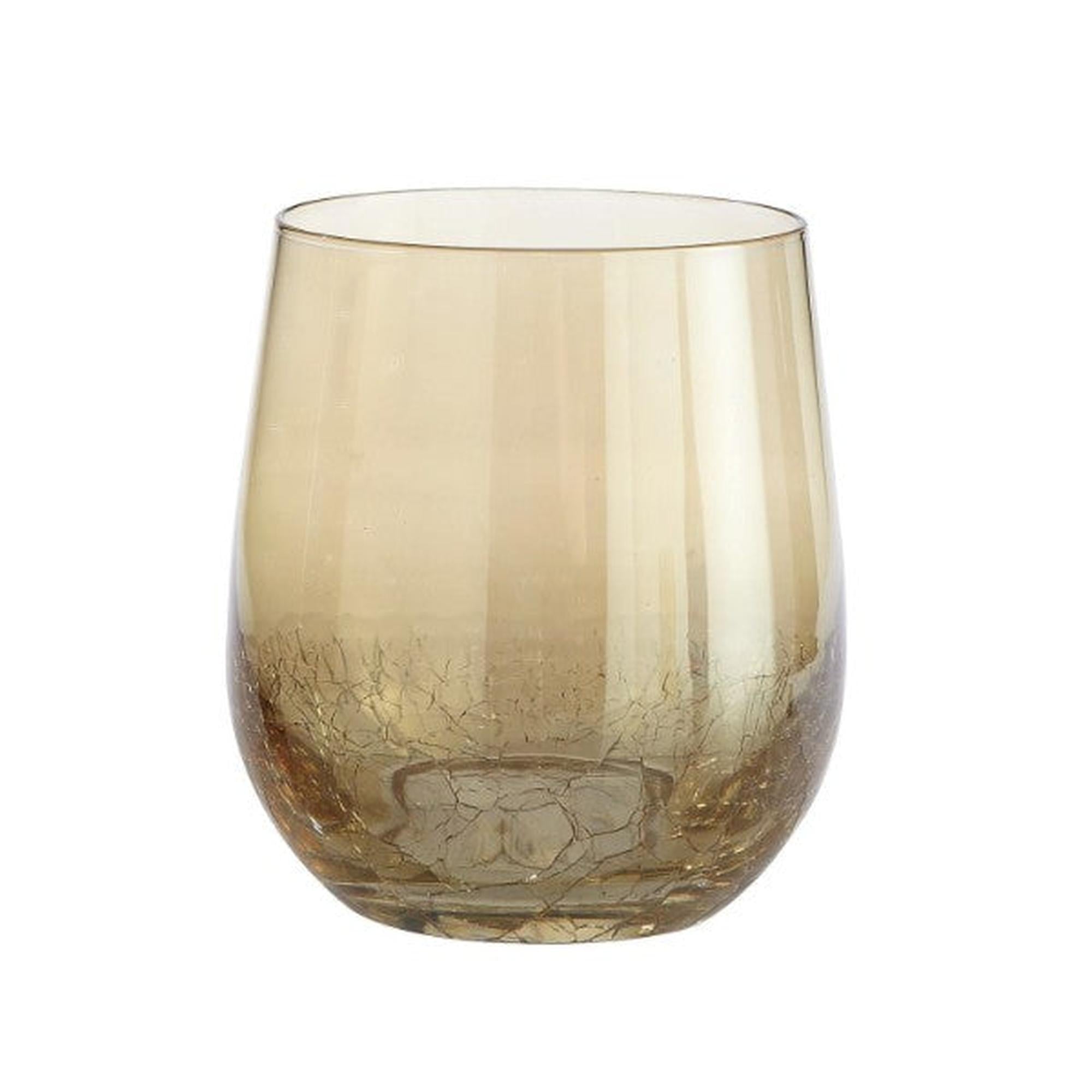 Gold Crackle Old Fashion Glass (14 oz)