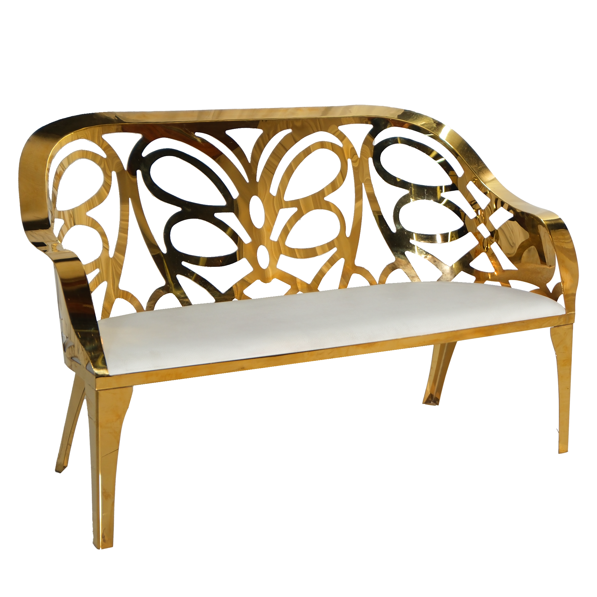 Gold Metal Butterfly Loveseat